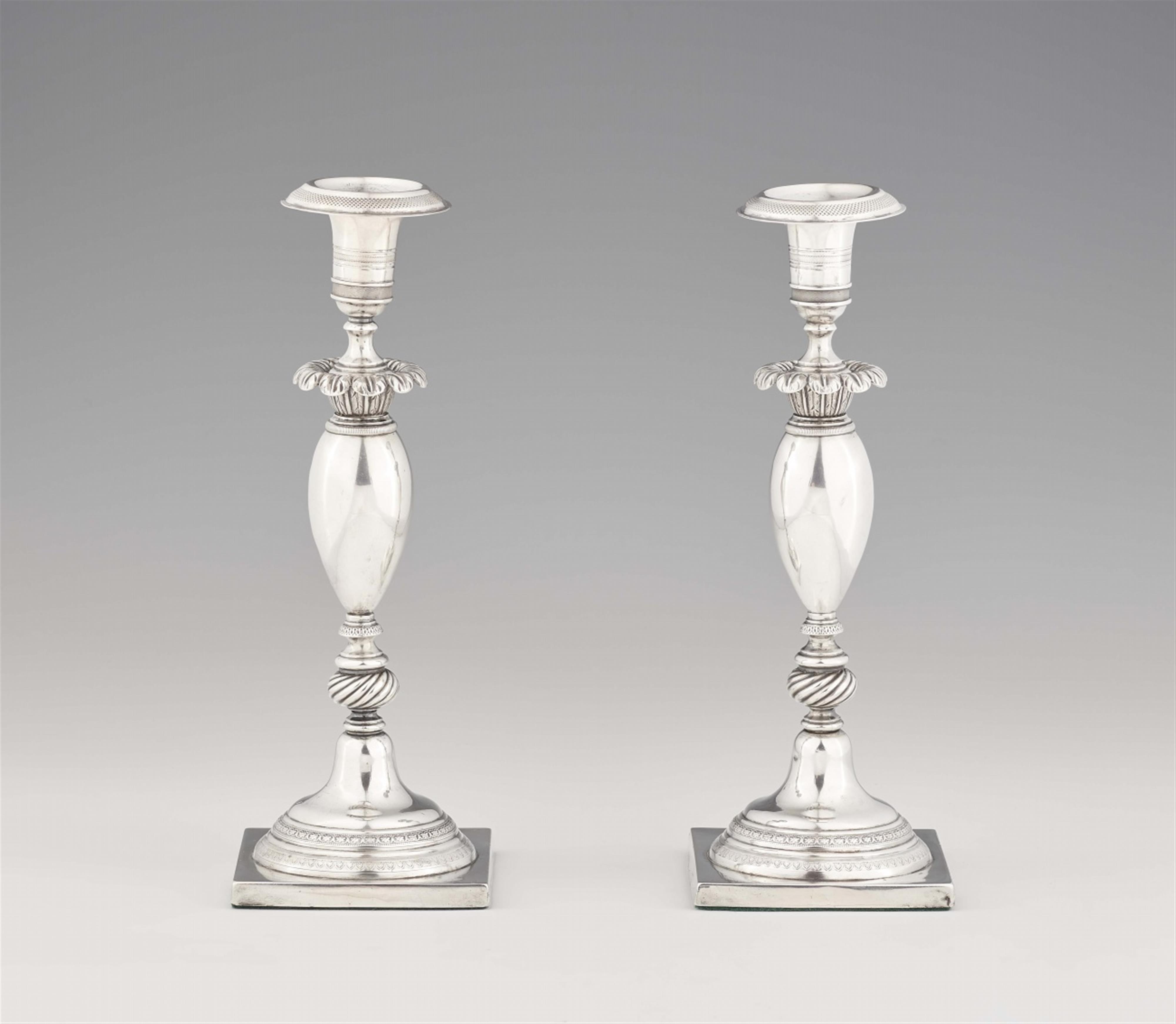 A pair of Biedermeier Berlin silver candlesticks - image-1