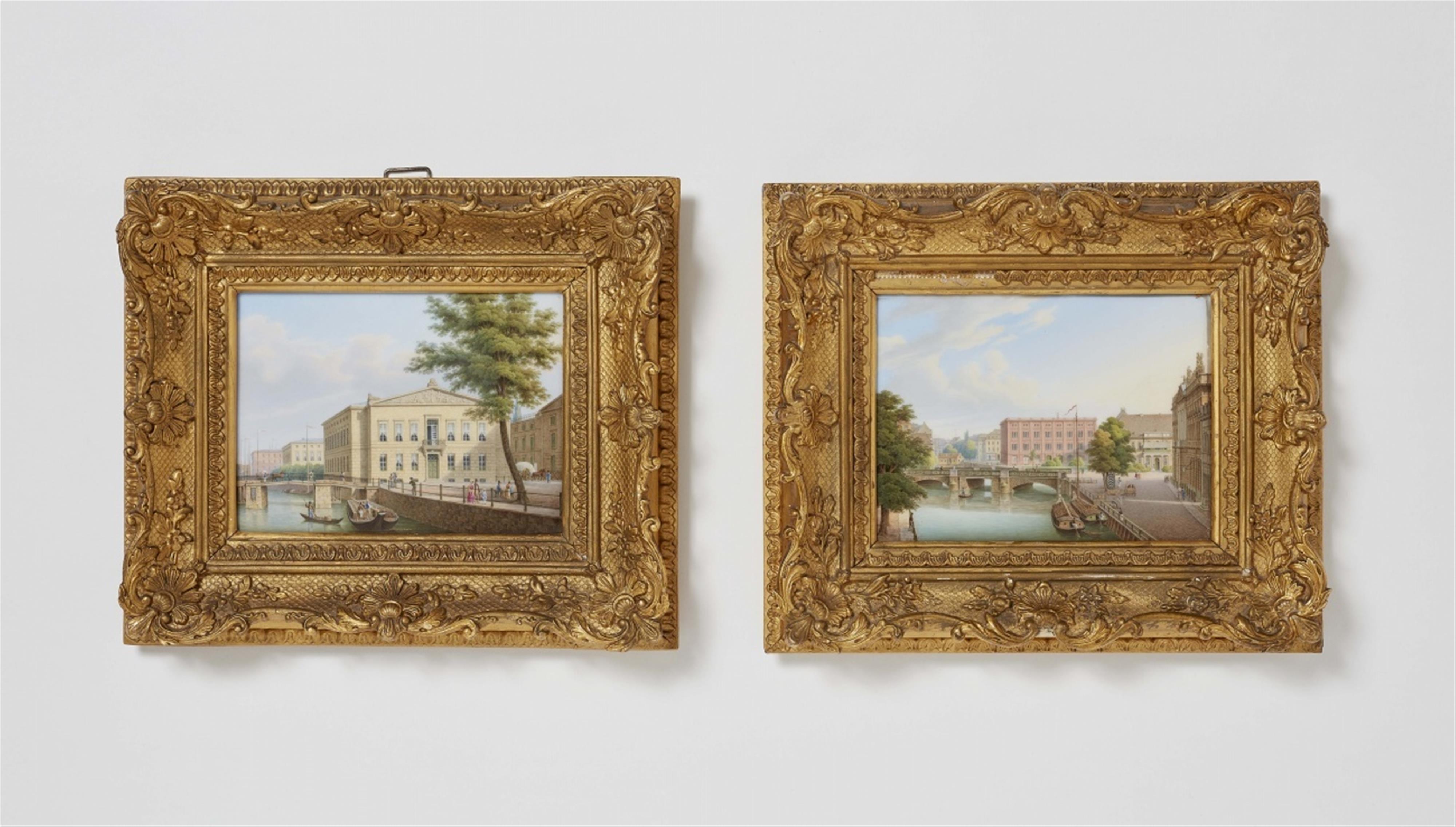 Paar Porzellanbilder mit Ansichten von Schinkel-Gebäuden in Berlin Mitte - image-1