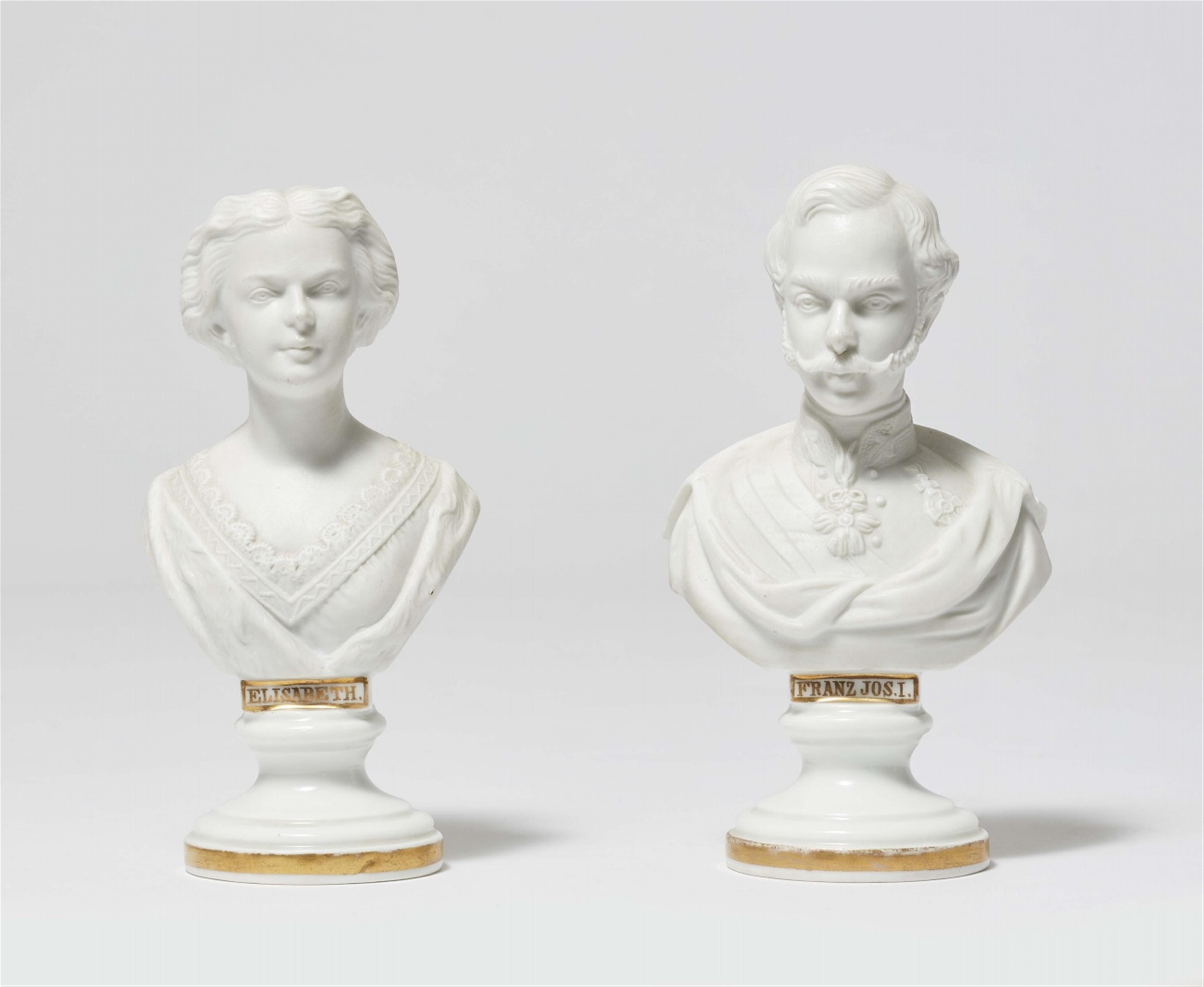 A pair of Royal Vienna porcelain busts of Emperor Franz-Joseph and Empress Elisabeth - image-1