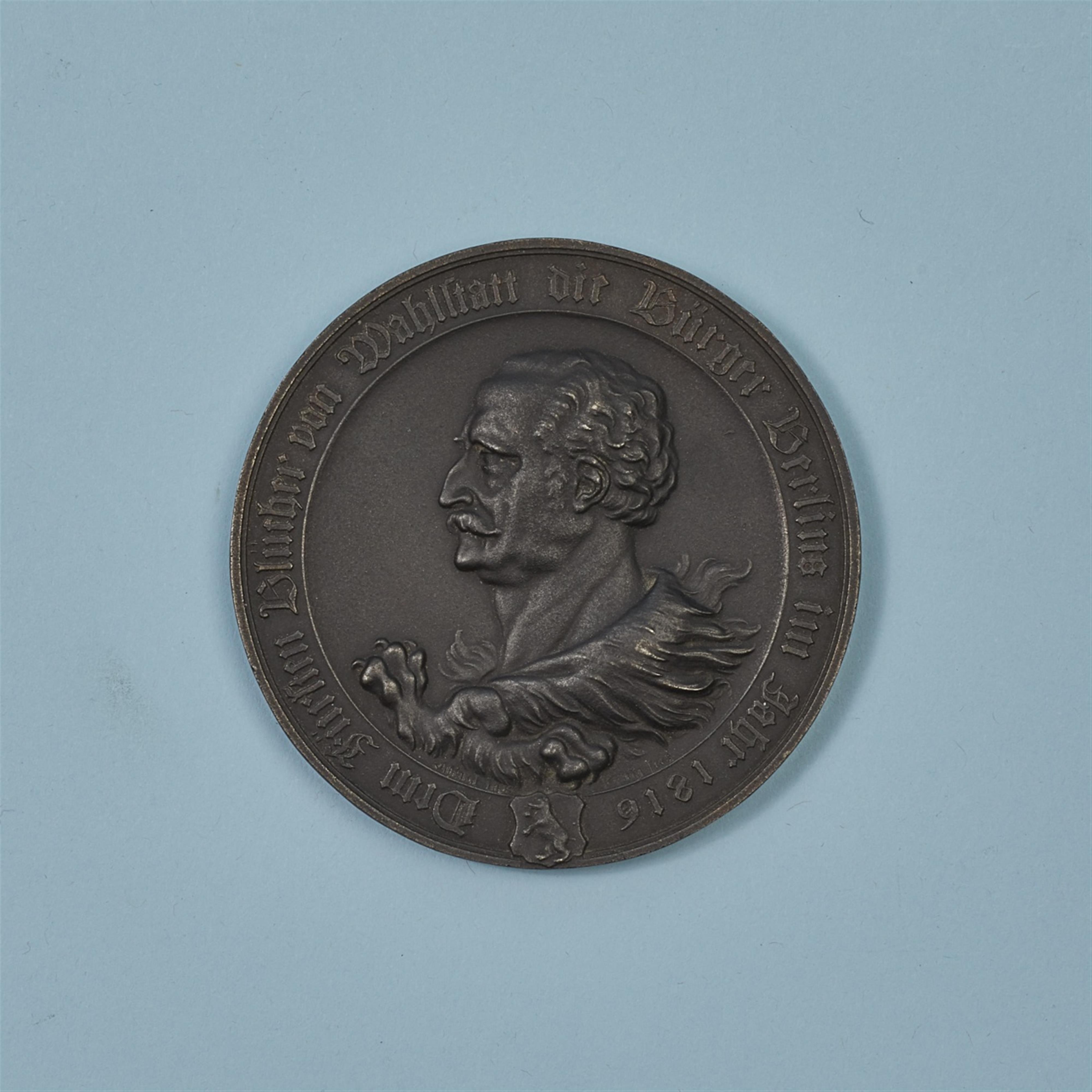 A cast iron medallion commemorating General Field Marshall Blücher - image-1