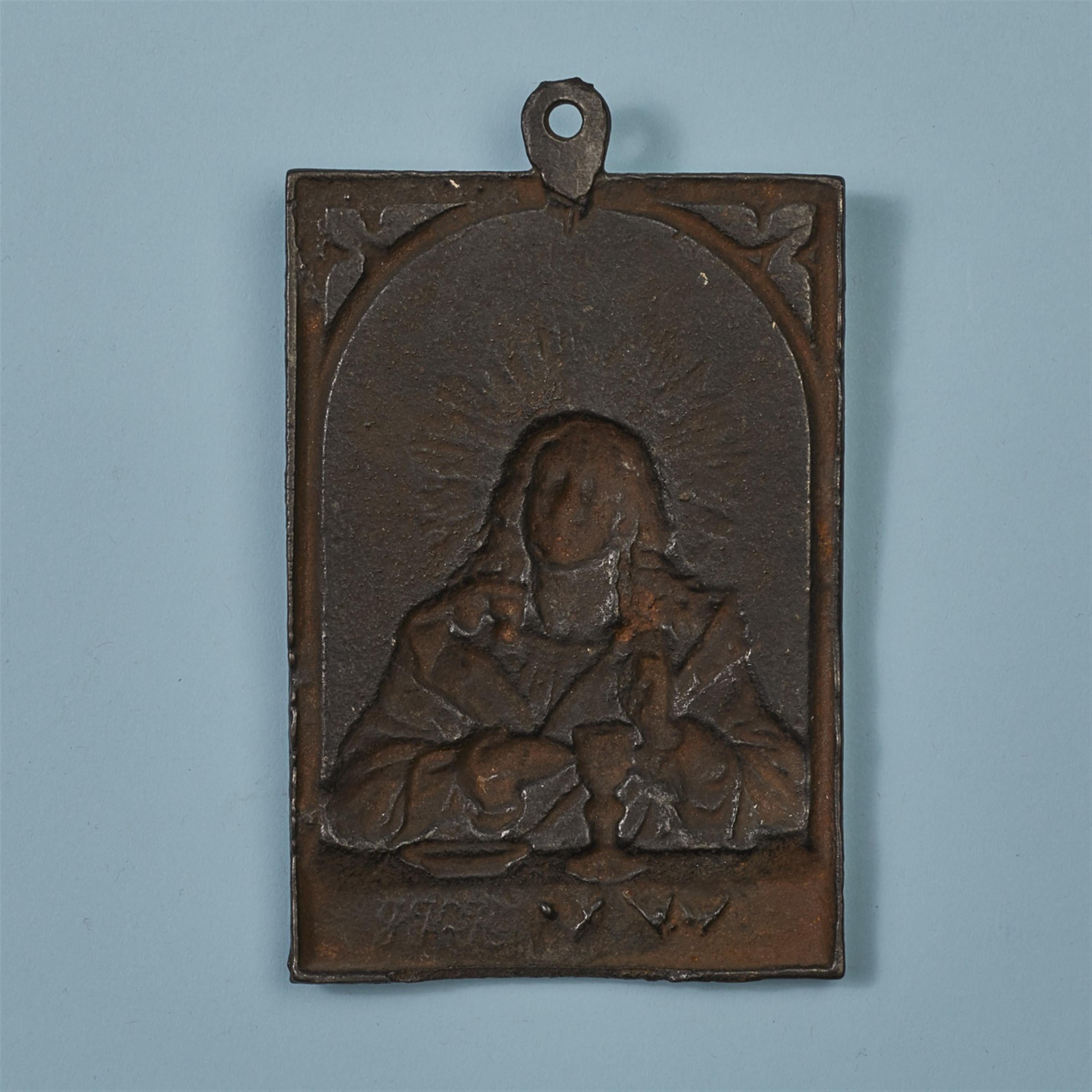 A cast iron plaque with Christ blessing - image-2