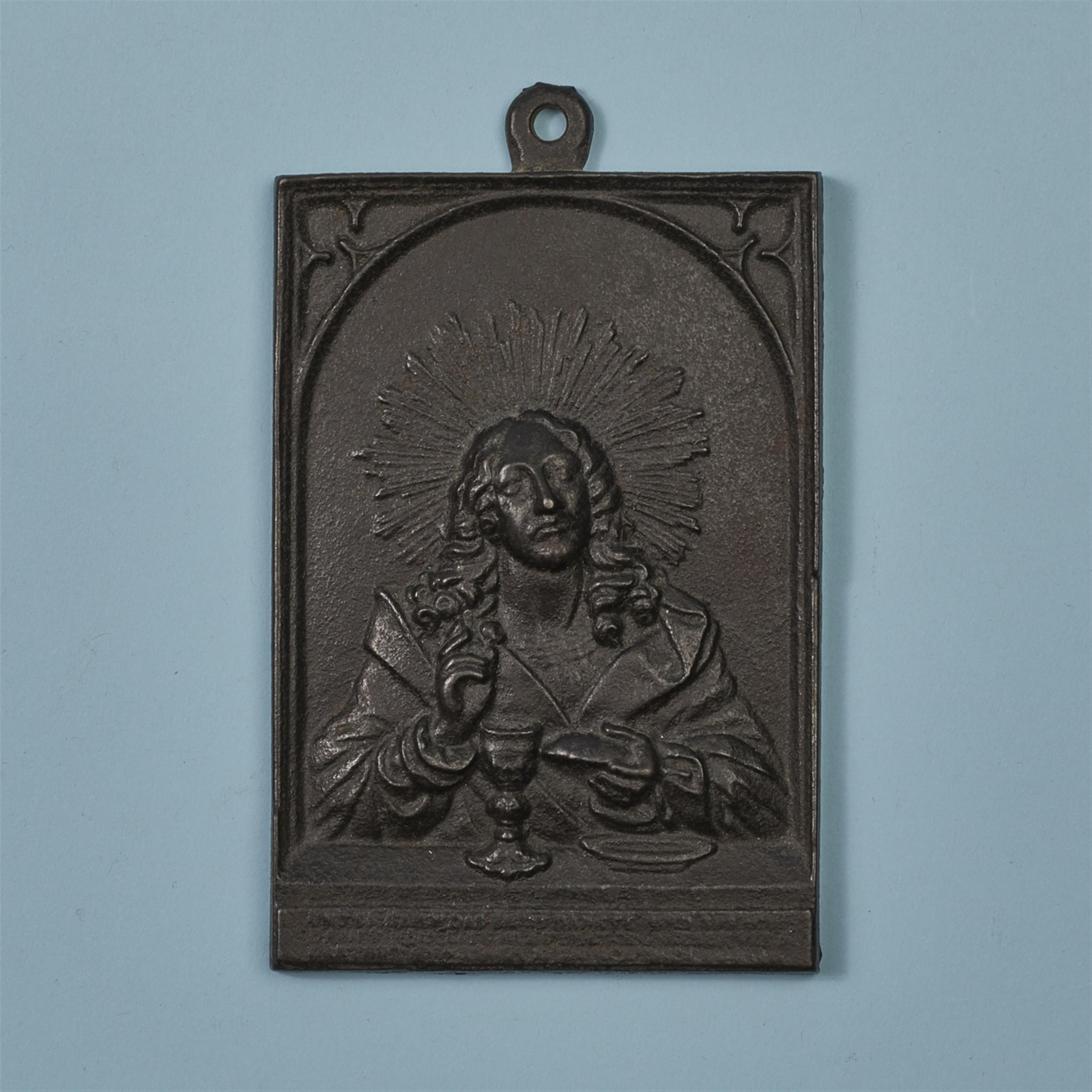 A cast iron plaque with Christ blessing - image-1