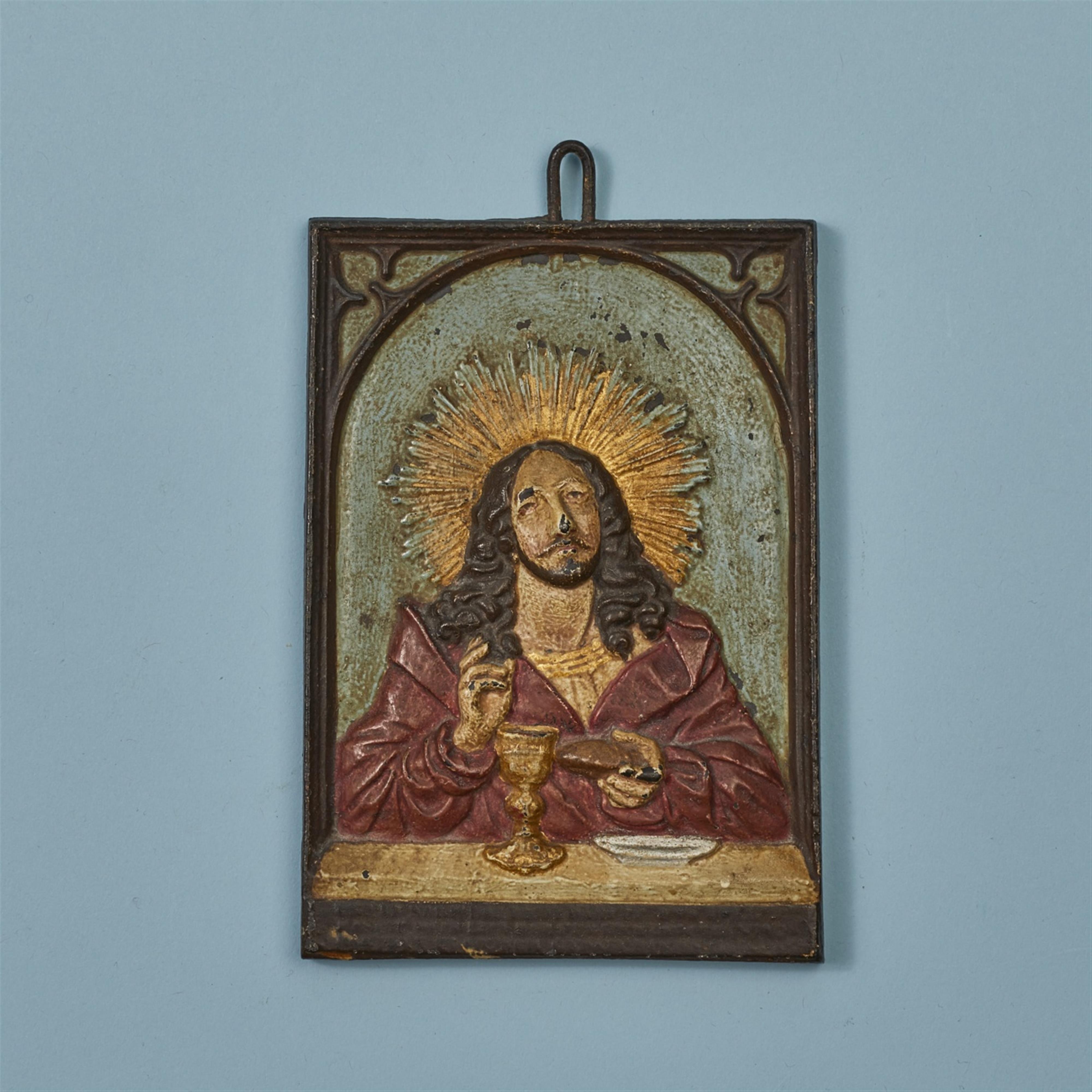 A cast iron plaque with Christ blessing - image-1