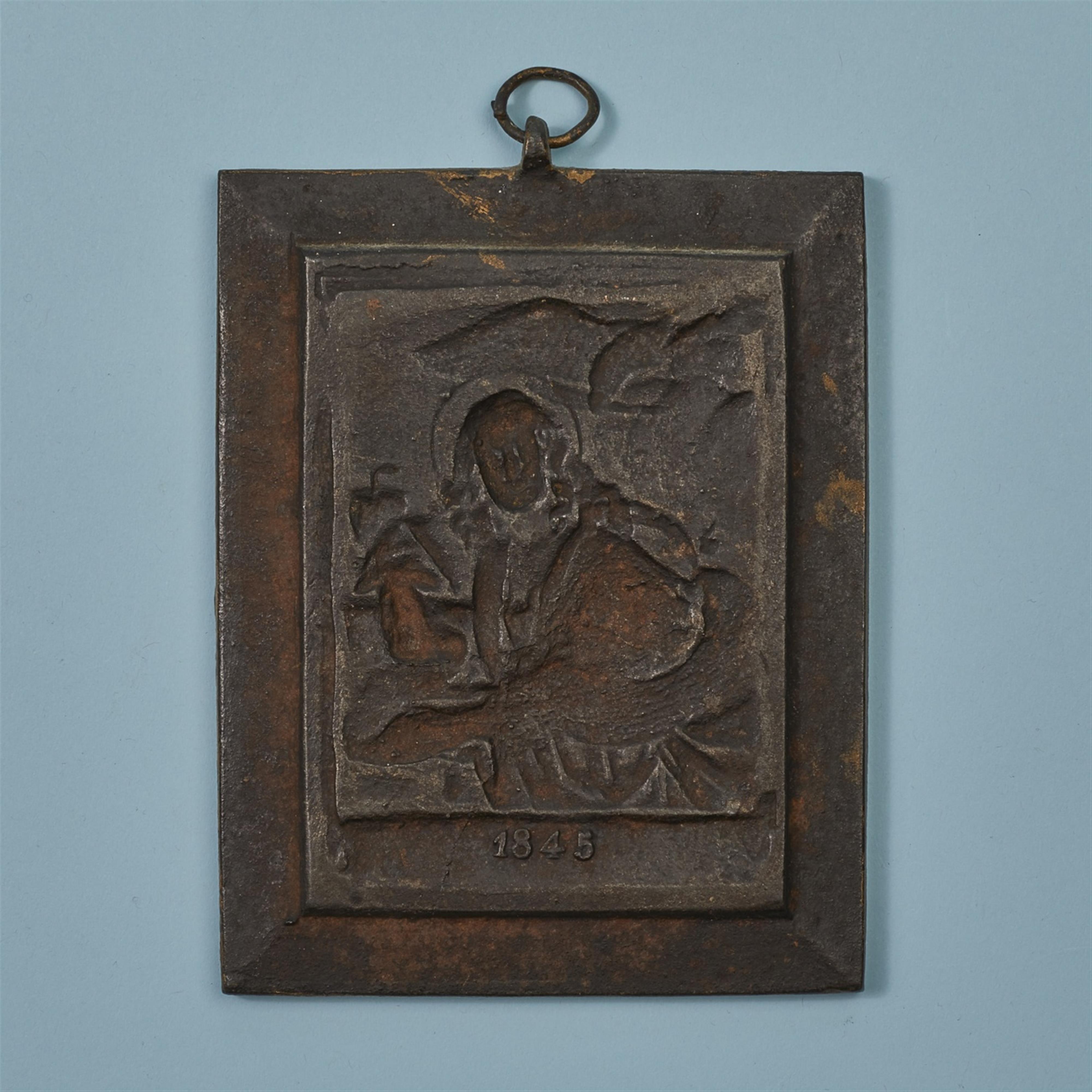 A cast iron plaque with Saint John the Evangelist - image-2