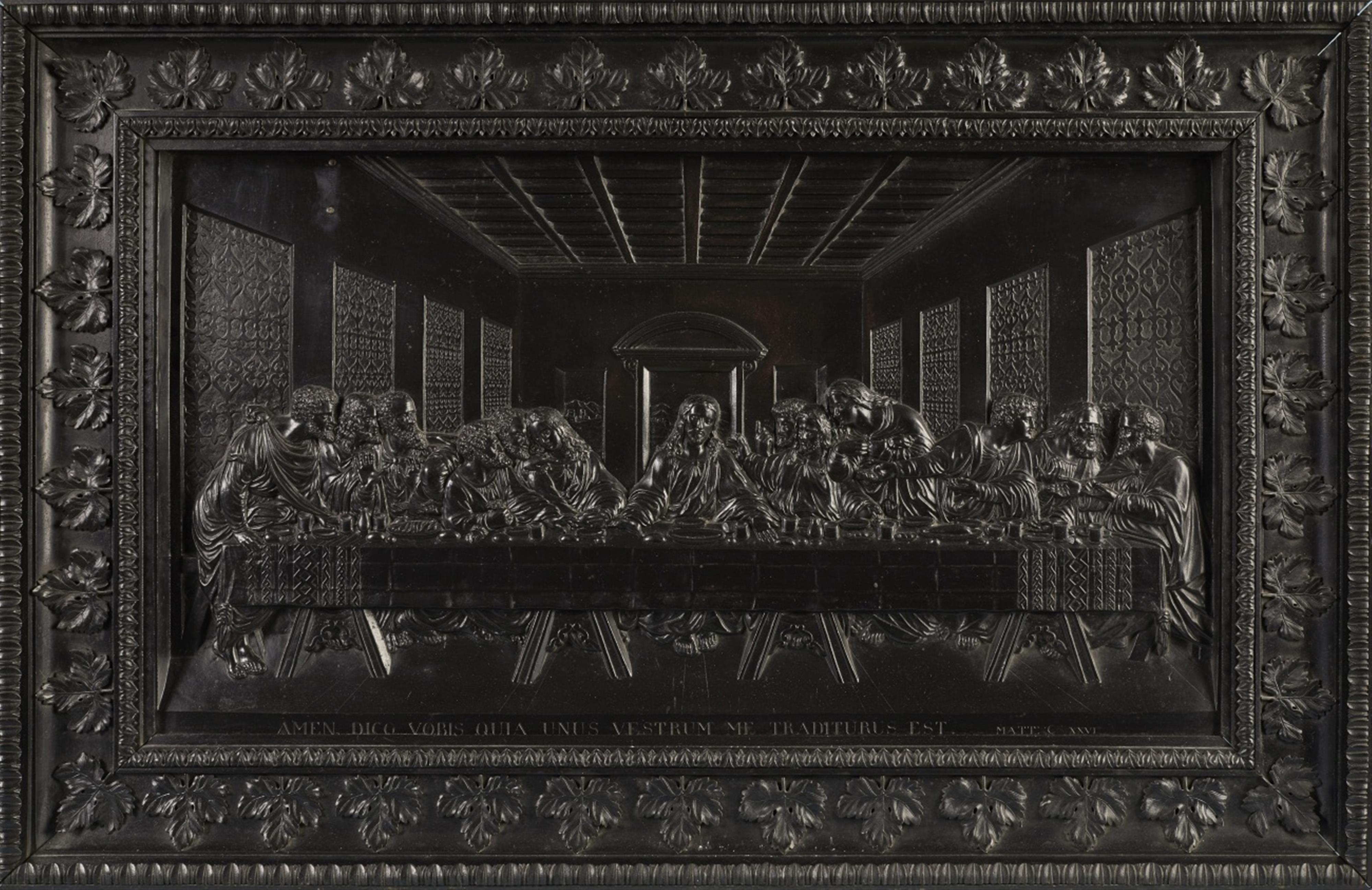 A large cast iron relief plaque with the Last Supper after Leonardo da Vinci - image-1