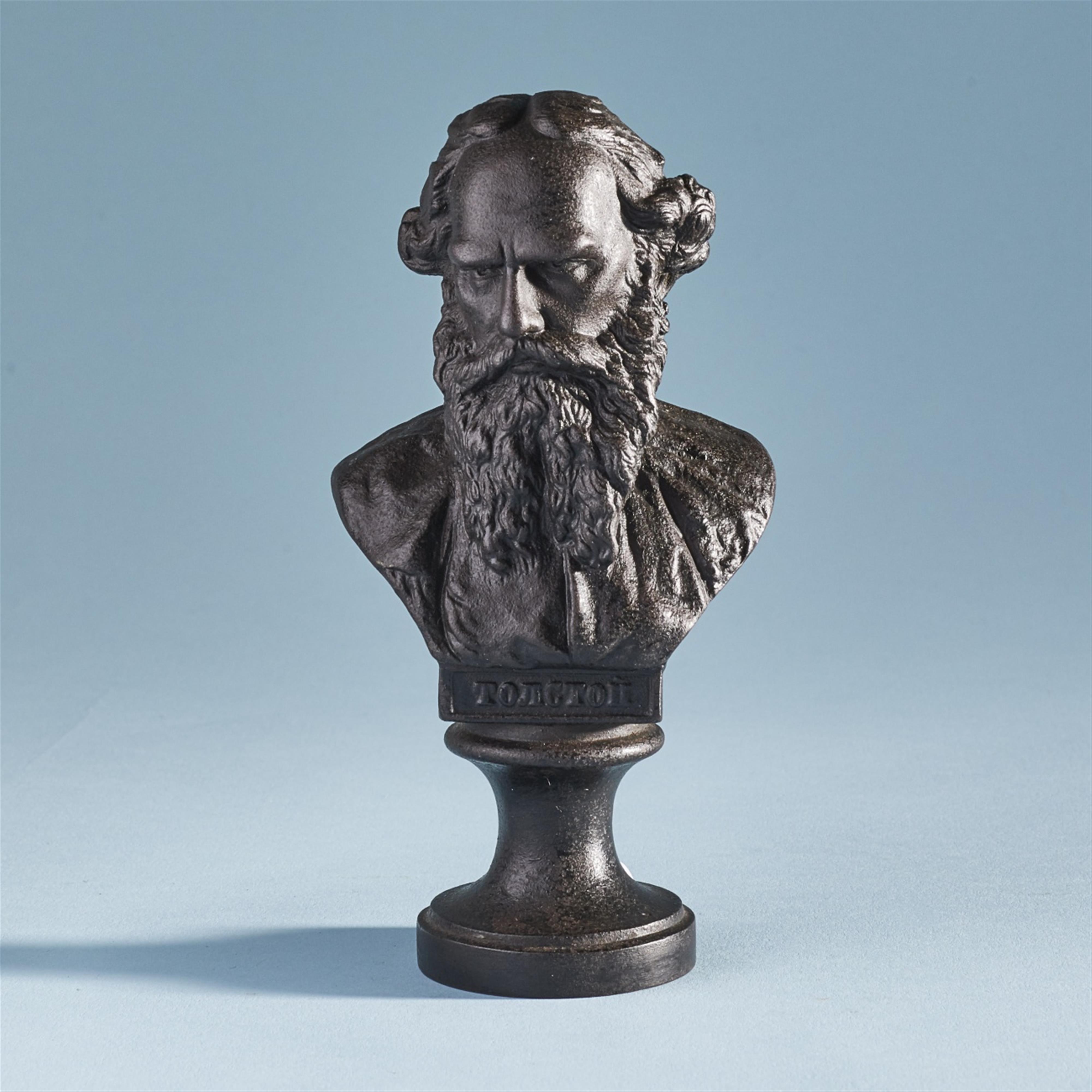 A cast iron bust of Lev Nikolayevich Tolstoi from the Kasli iron foundry in the Ural Mountains - image-1