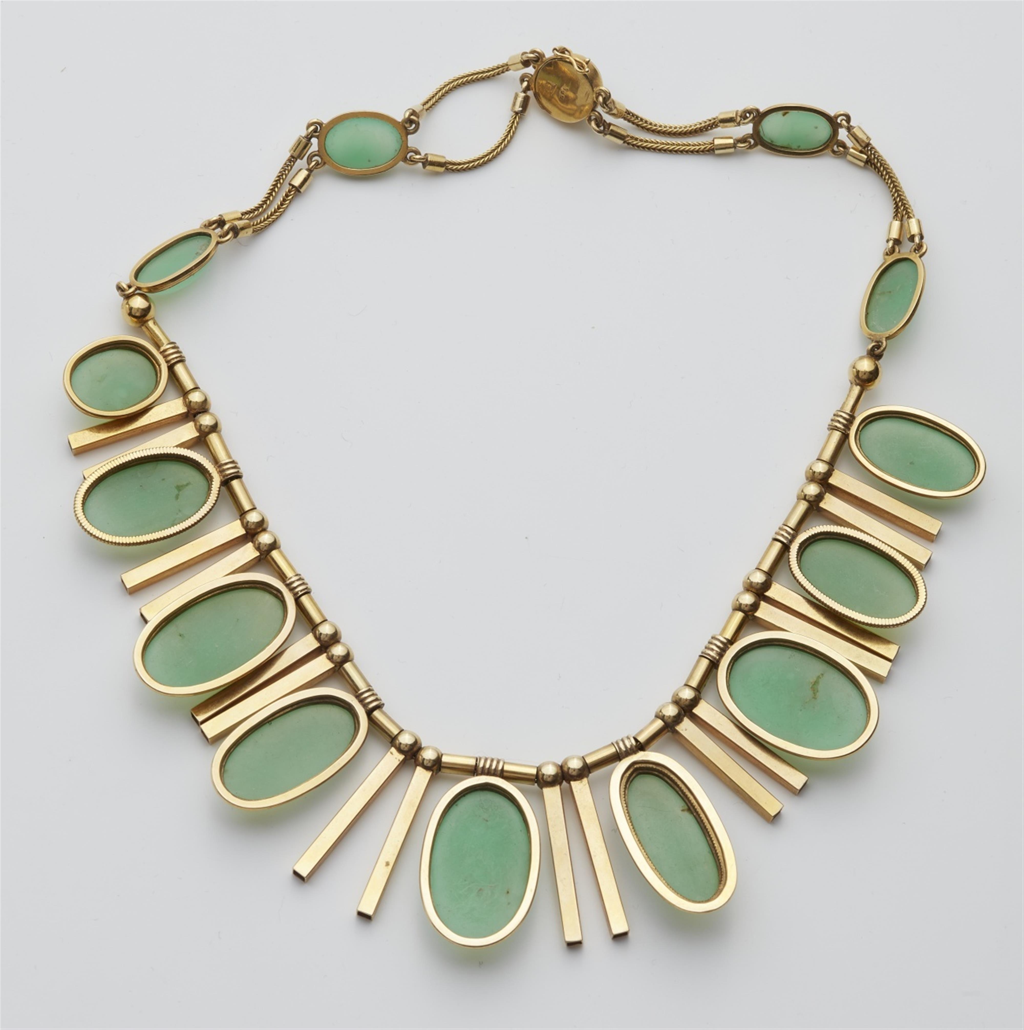 A 14k gold chrysoprase fringe necklace - image-2