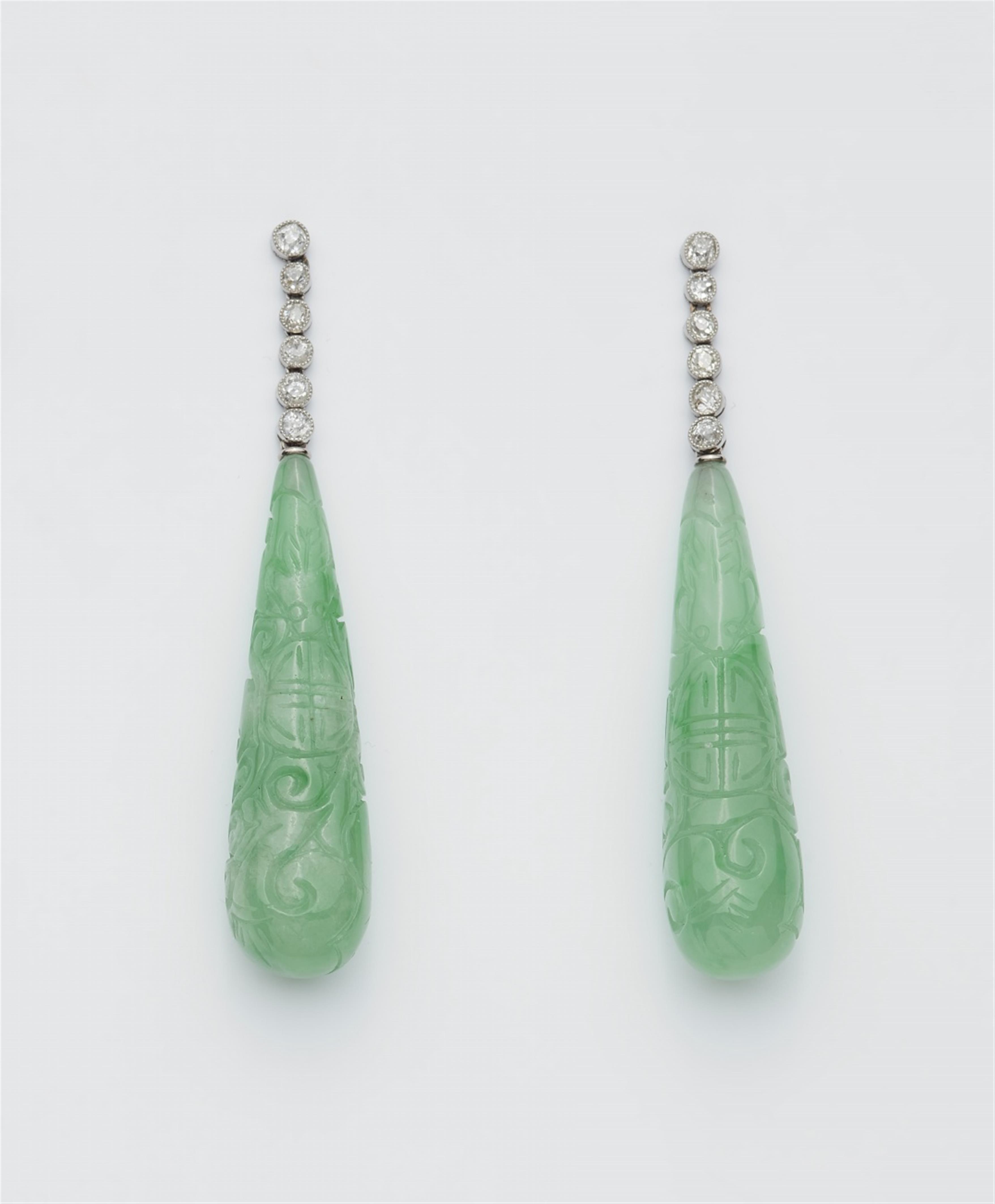 A pair of Belle Epoque platinum drop earrings - image-1
