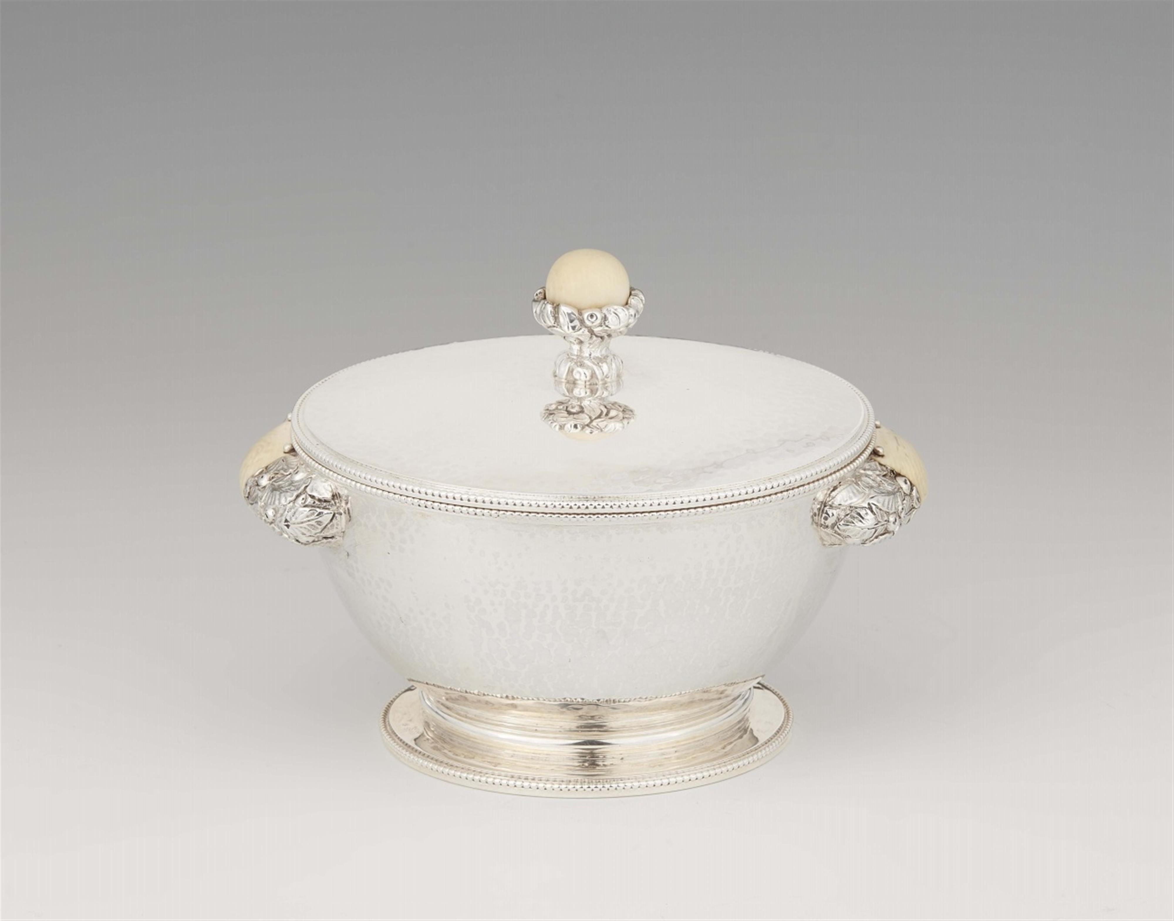 An Art Deco silver bowl and cover - image-1