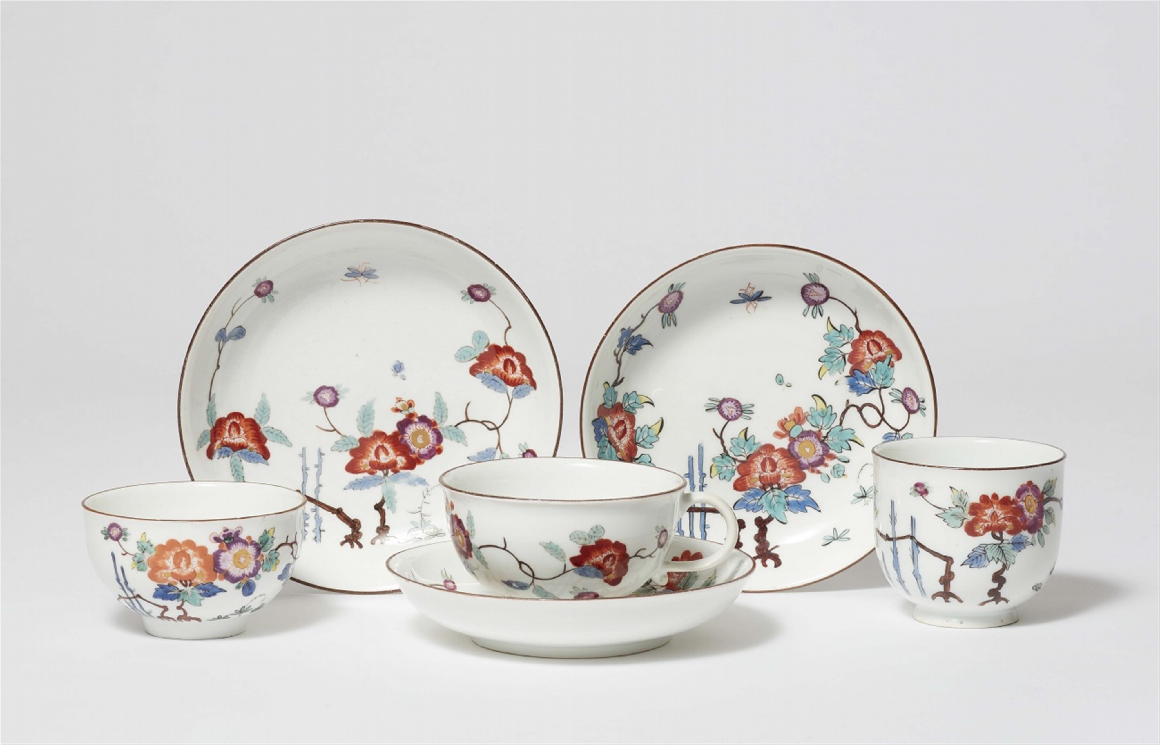 Three Meissen porcelain cups with bamboo and peony motifs - image-1