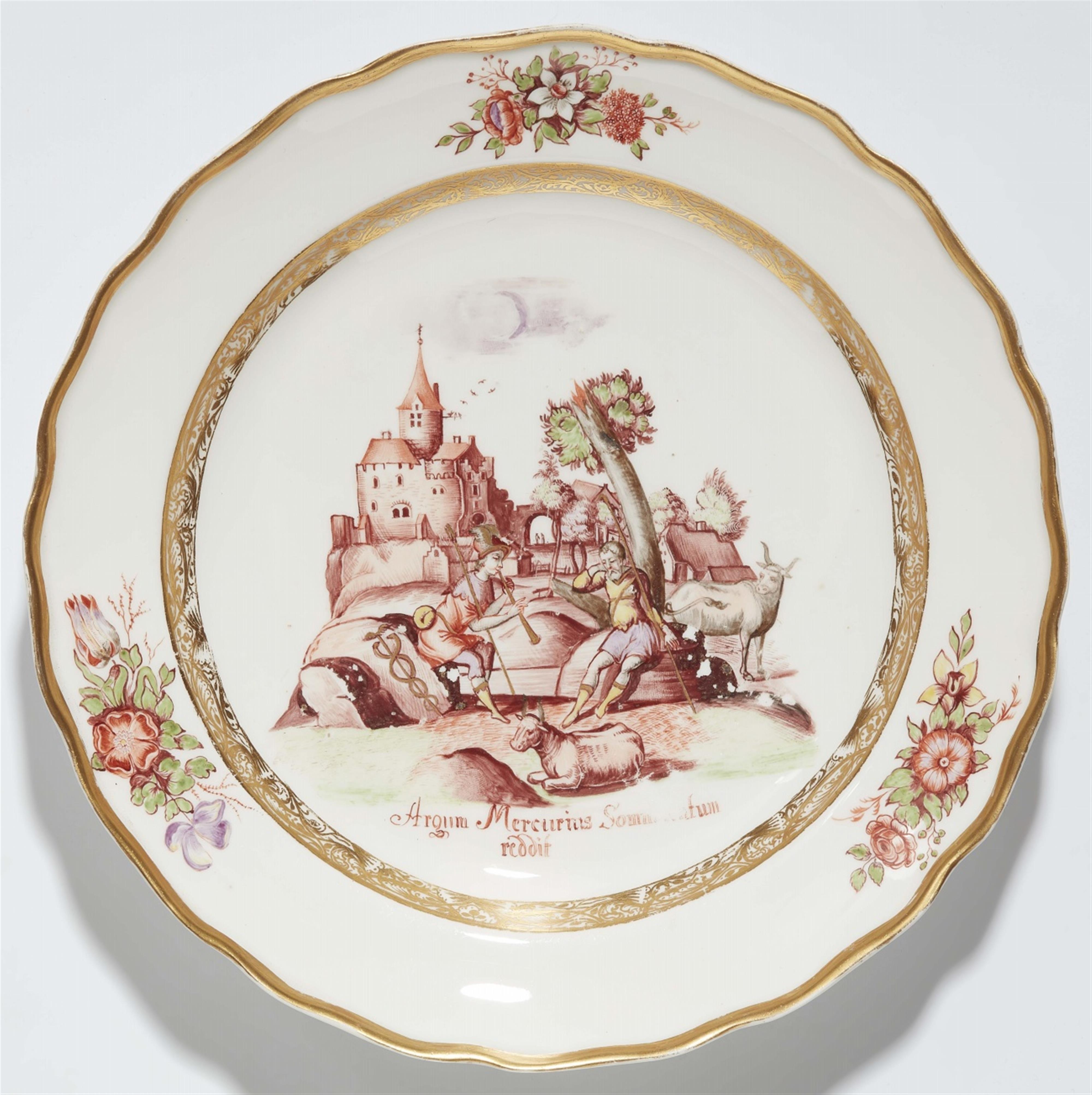 An important set of seven Meissen porcelain plates with scenes from Ovid's Metamorphoses - image-4