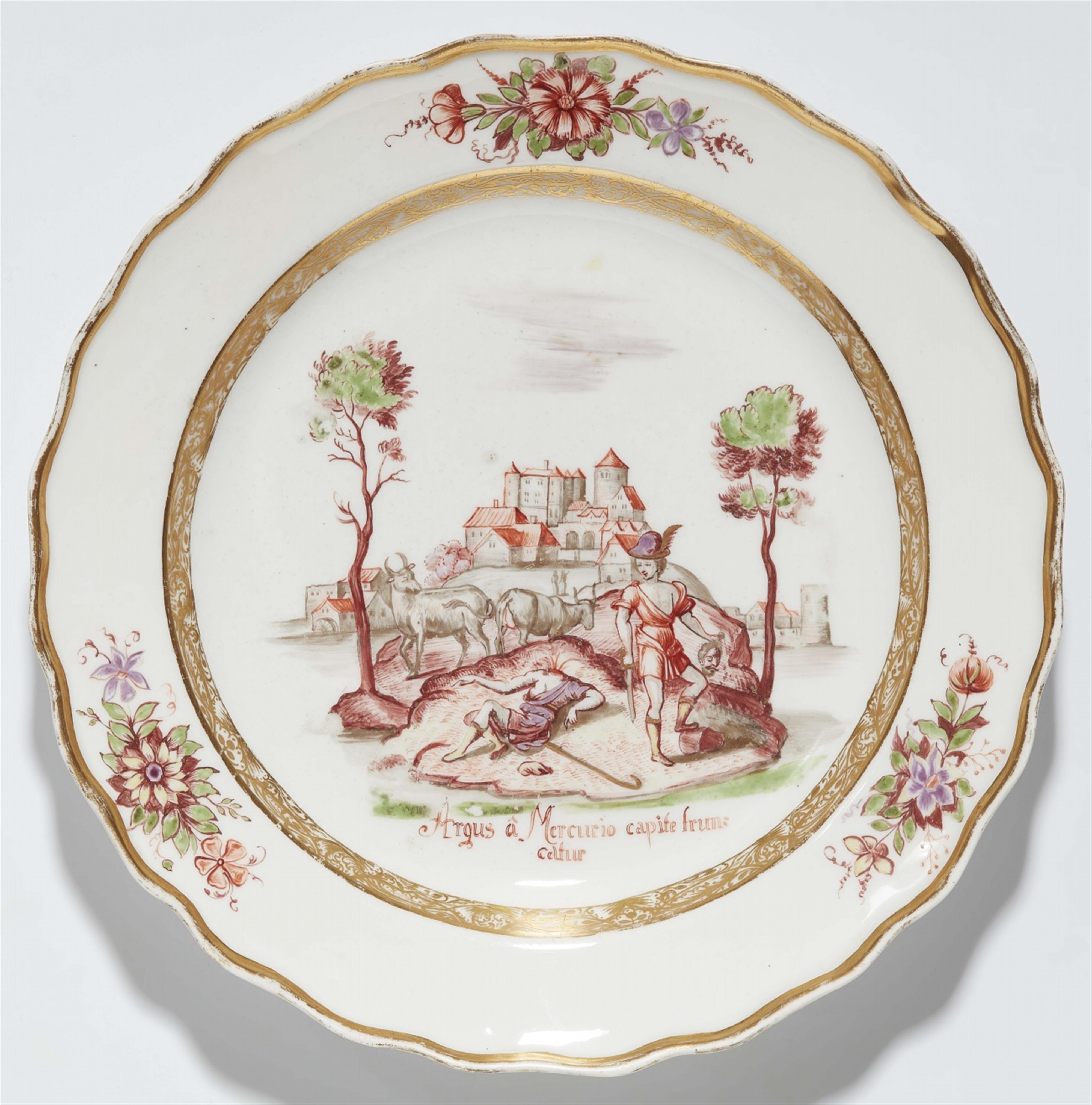 An important set of seven Meissen porcelain plates with scenes from Ovid's Metamorphoses - image-5