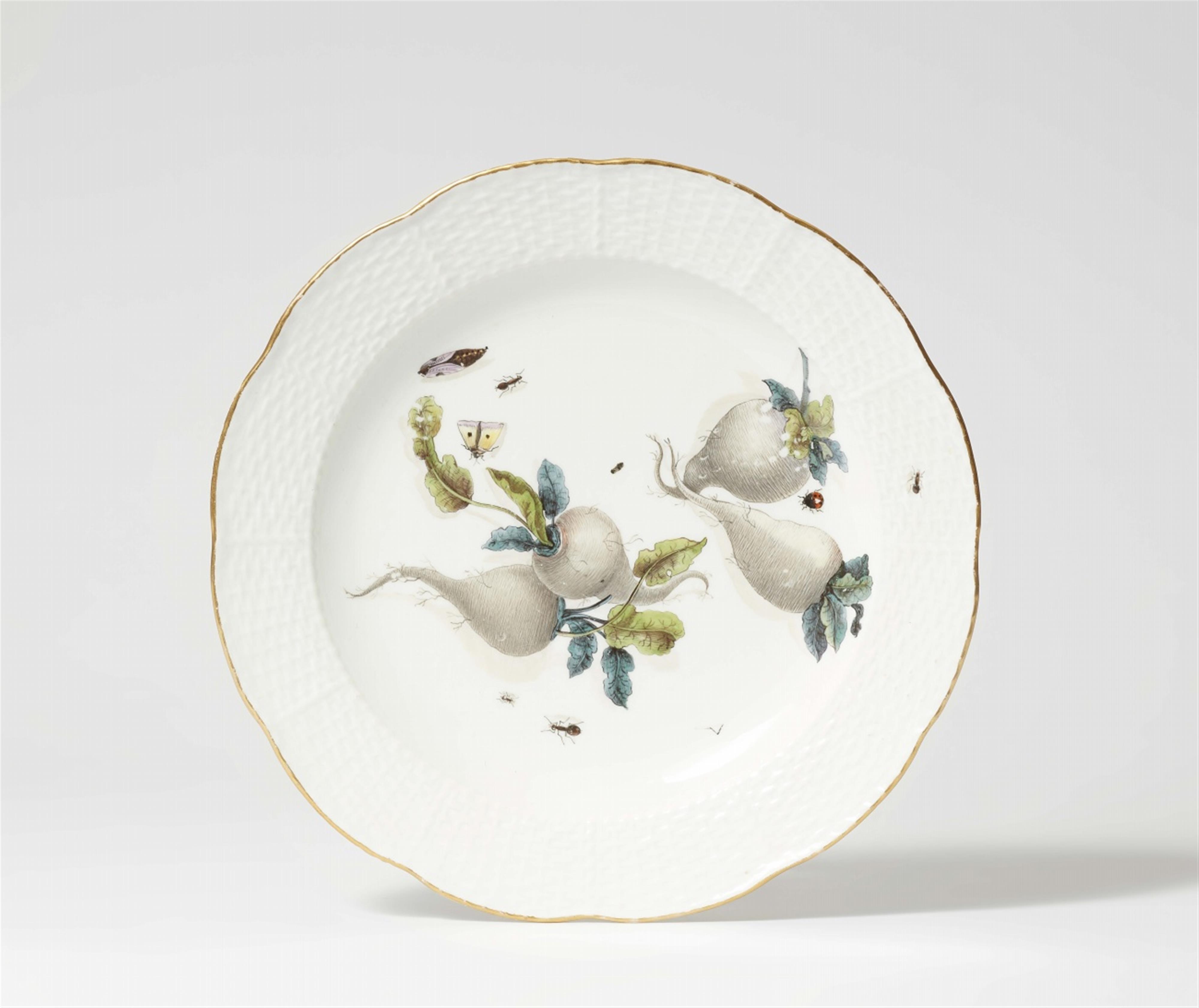 Four Meissen porcelain plates with turnip and insect motifs - image-1
