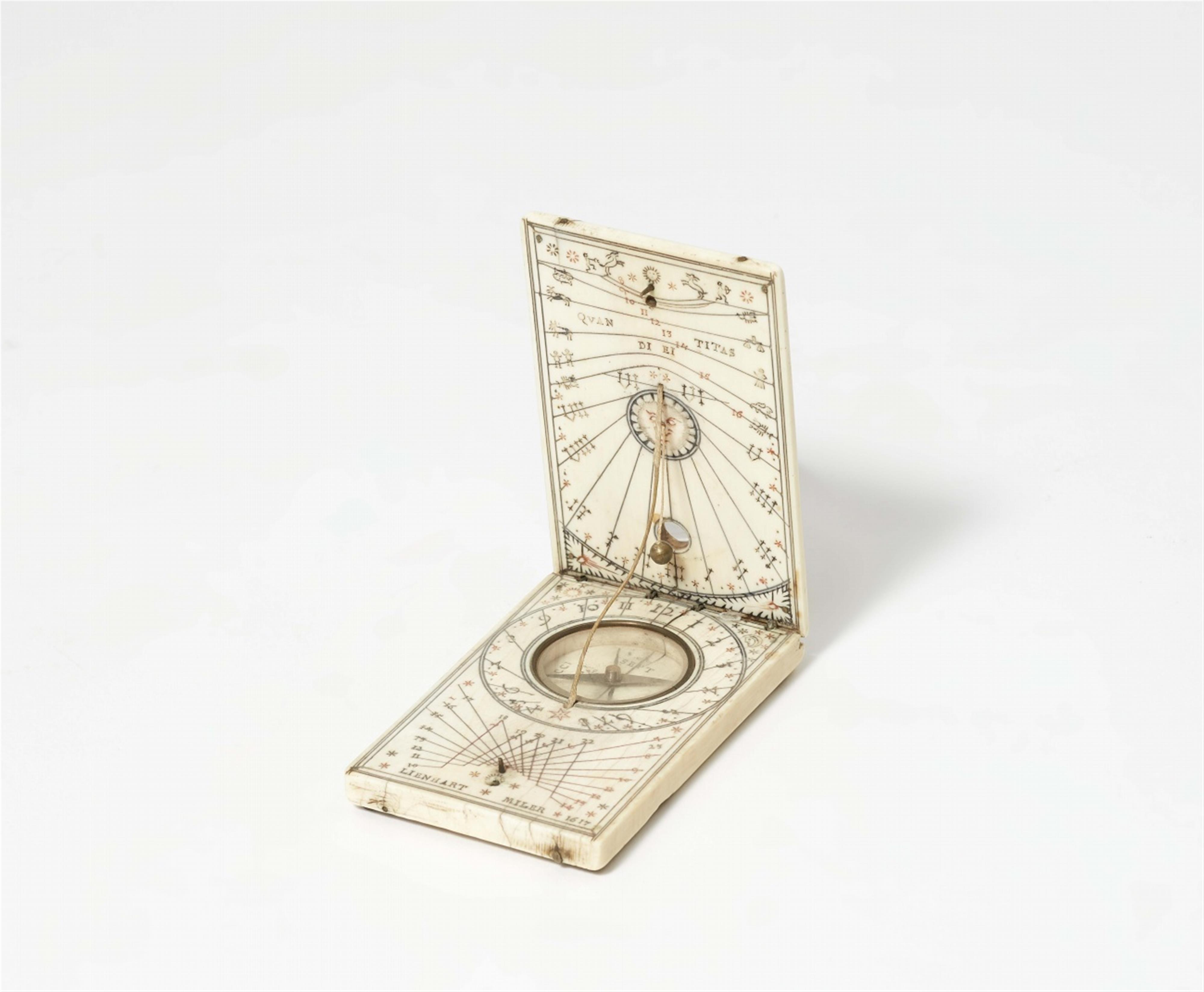 A Nuremberg folding sundial and compass - image-1