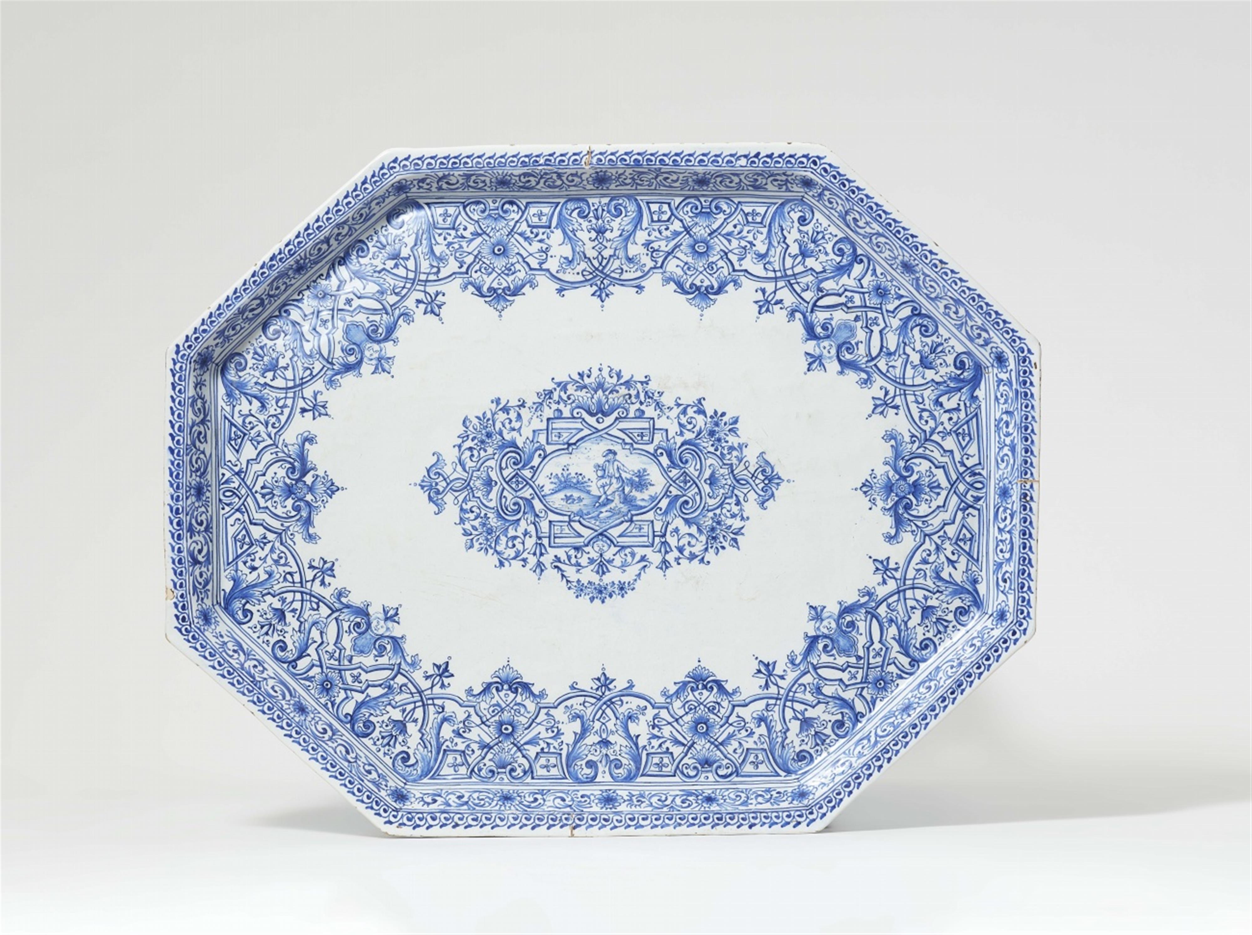 An unusual faience tea table top with Régence decoration - image-1