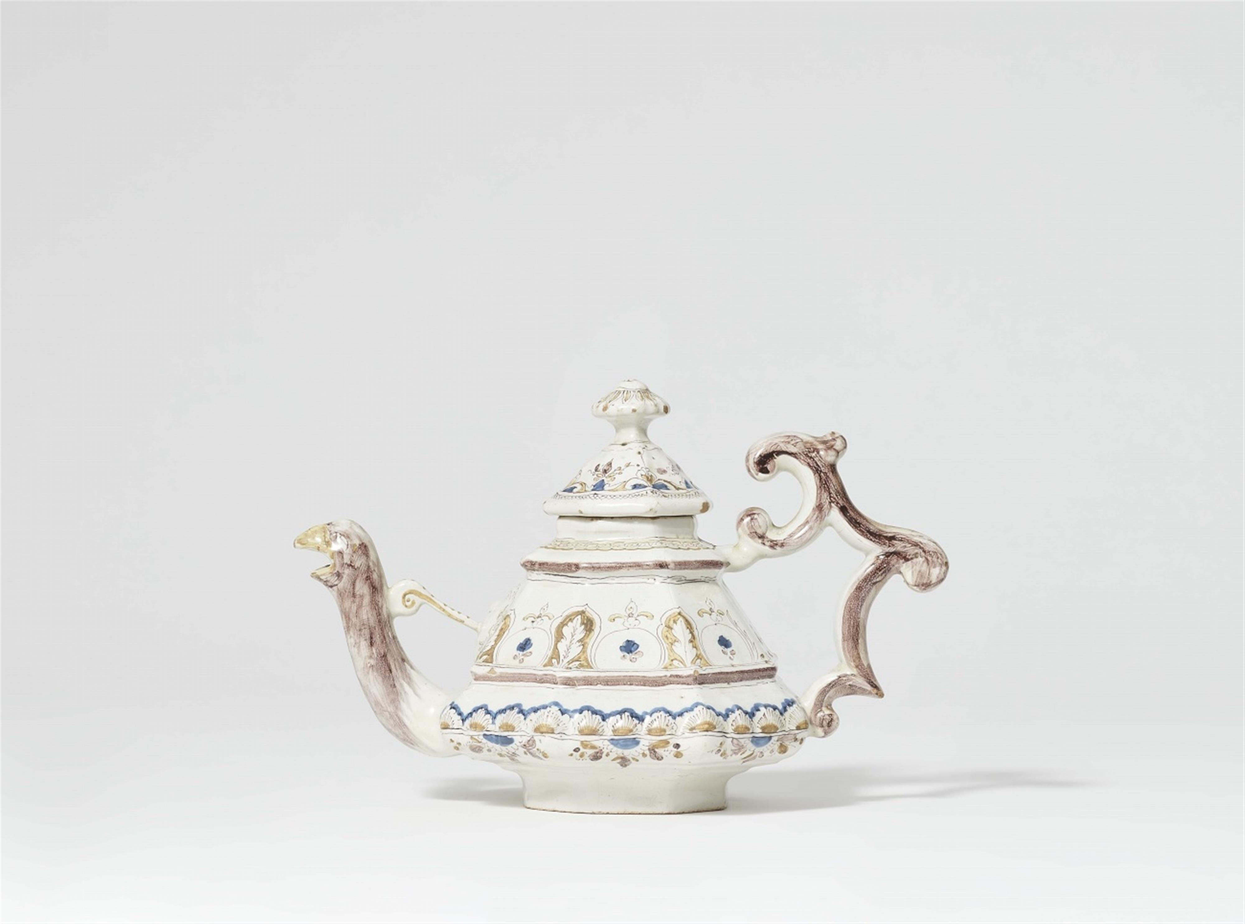 A rare early Brunswick faience teapot - image-1