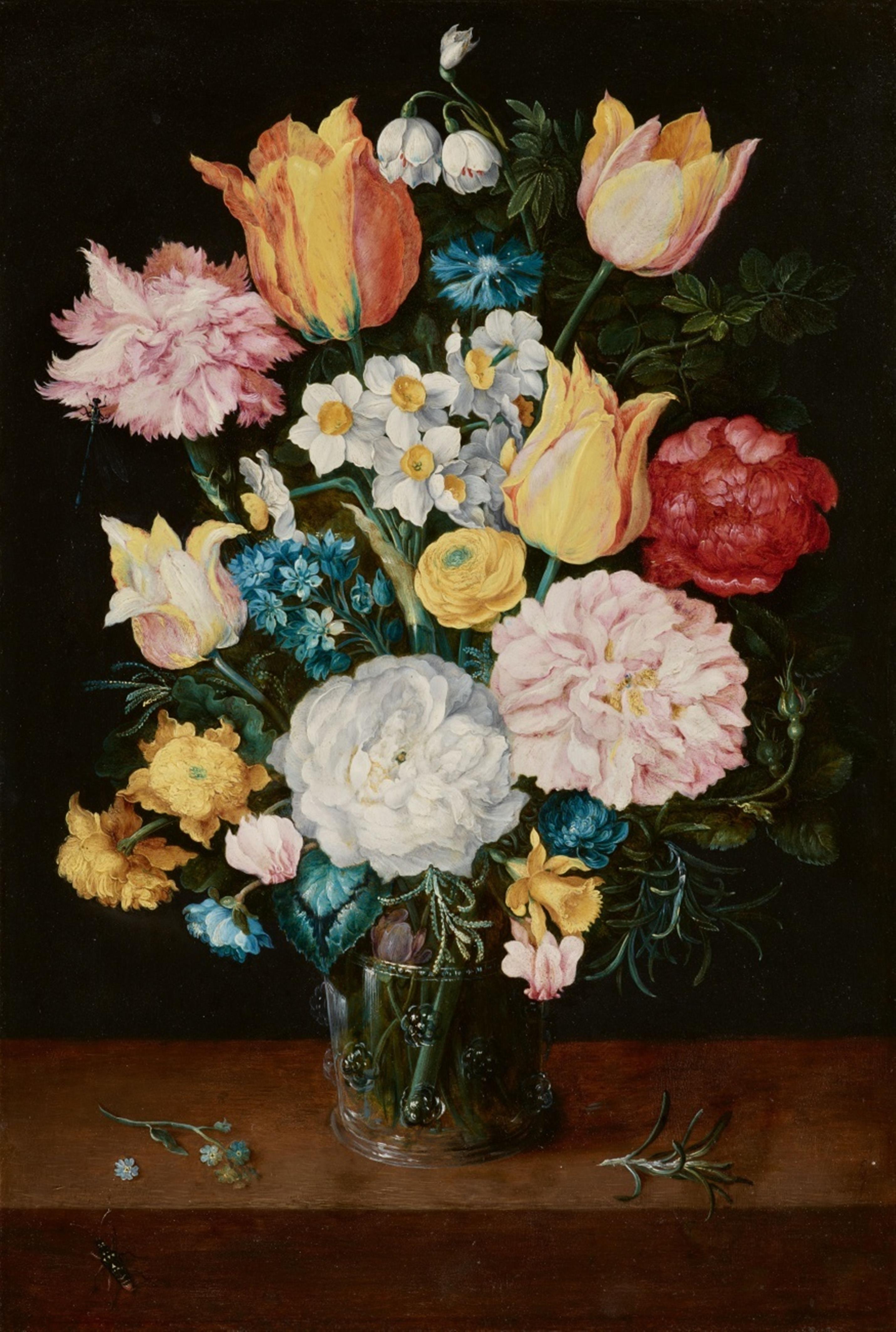Jan Brueghel the Younger
Jan Brueghel the Elder - Still Life with Tulips, Roses, Narcissi, Forget-Me-Not and Other Flowers in a Glass Vase - image-1
