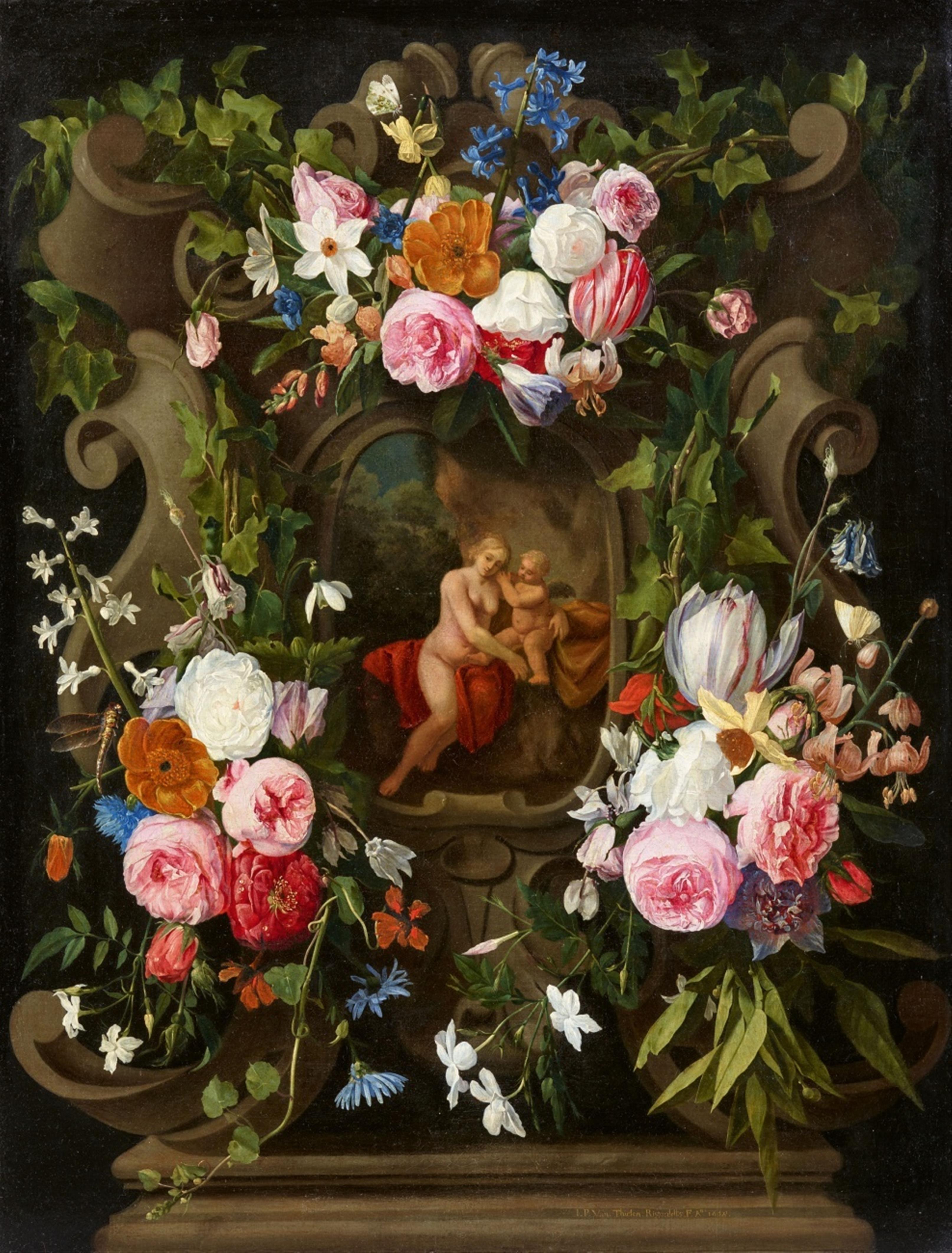 Jan Philip van Thielen - Venus and Cupid in a Flower Garland - image-1