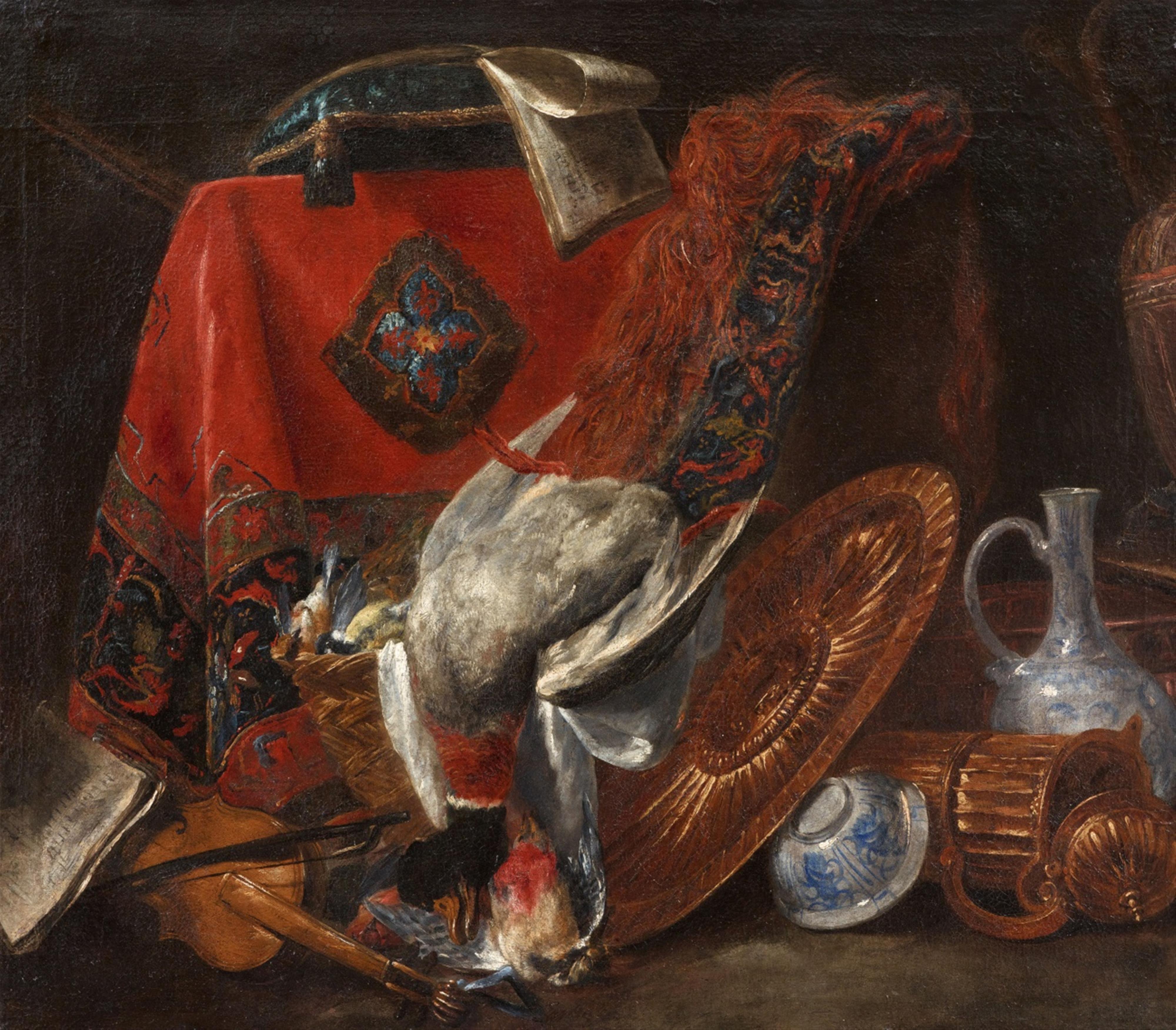 Peeter Boel - Still Life with Game, Pots and an open Book - image-1