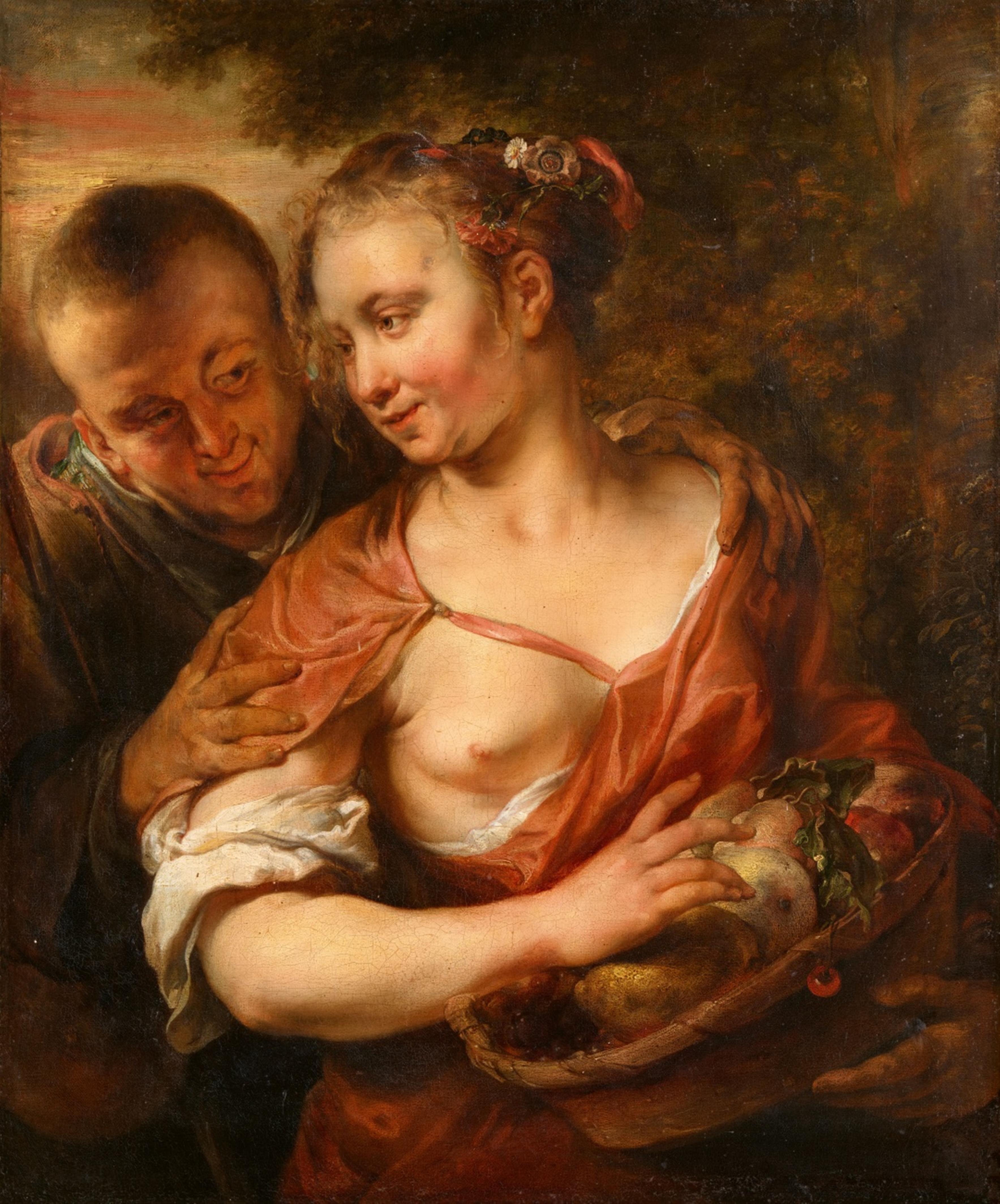 Jan van Noordt - Shepherd and Shepherdess with a Basket of Fruit (Allegory of Fertility) - image-1