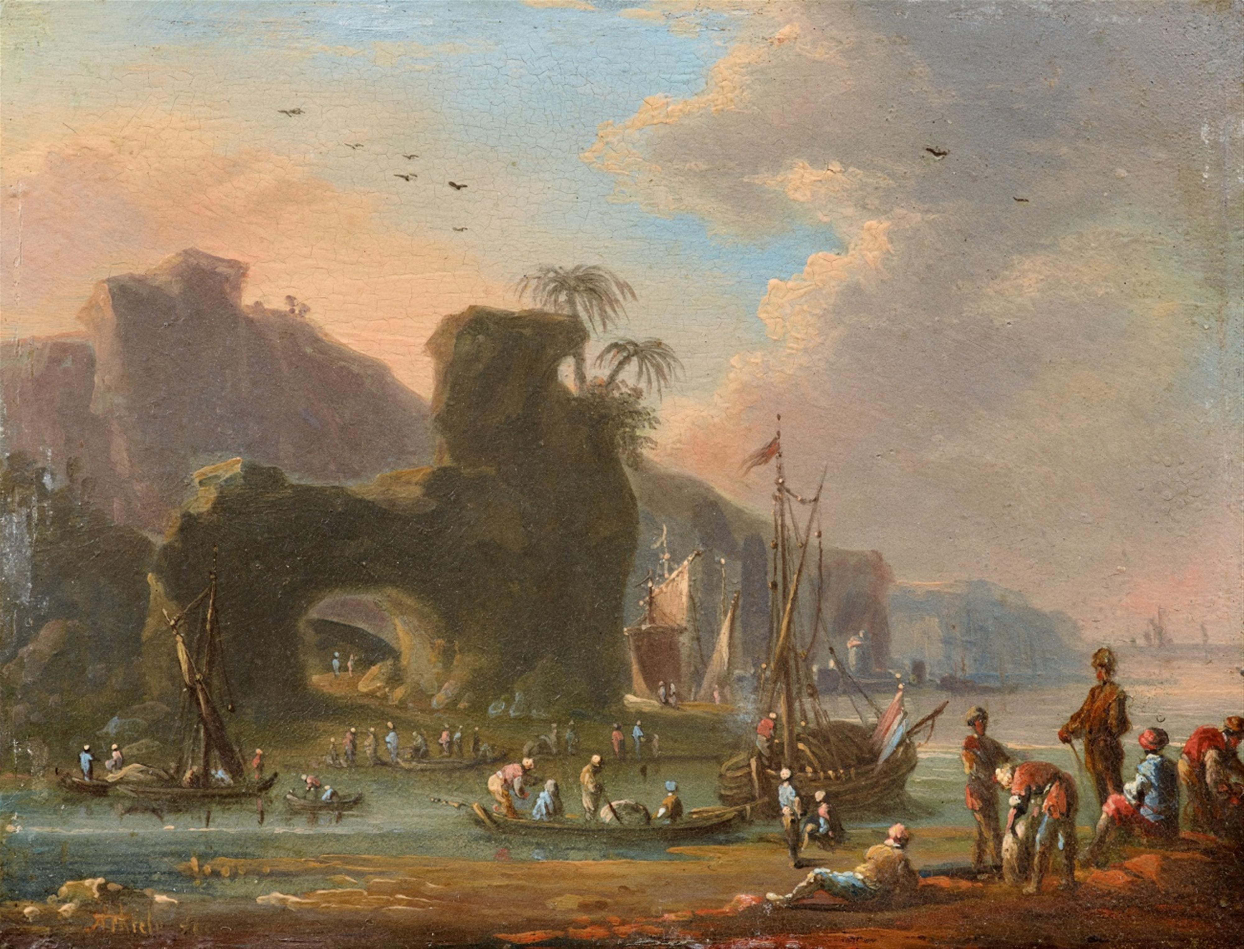 Johann Alexander Thiele - Zwei Gemälde mit Ansichten eines Levantiner Hafens - image-1