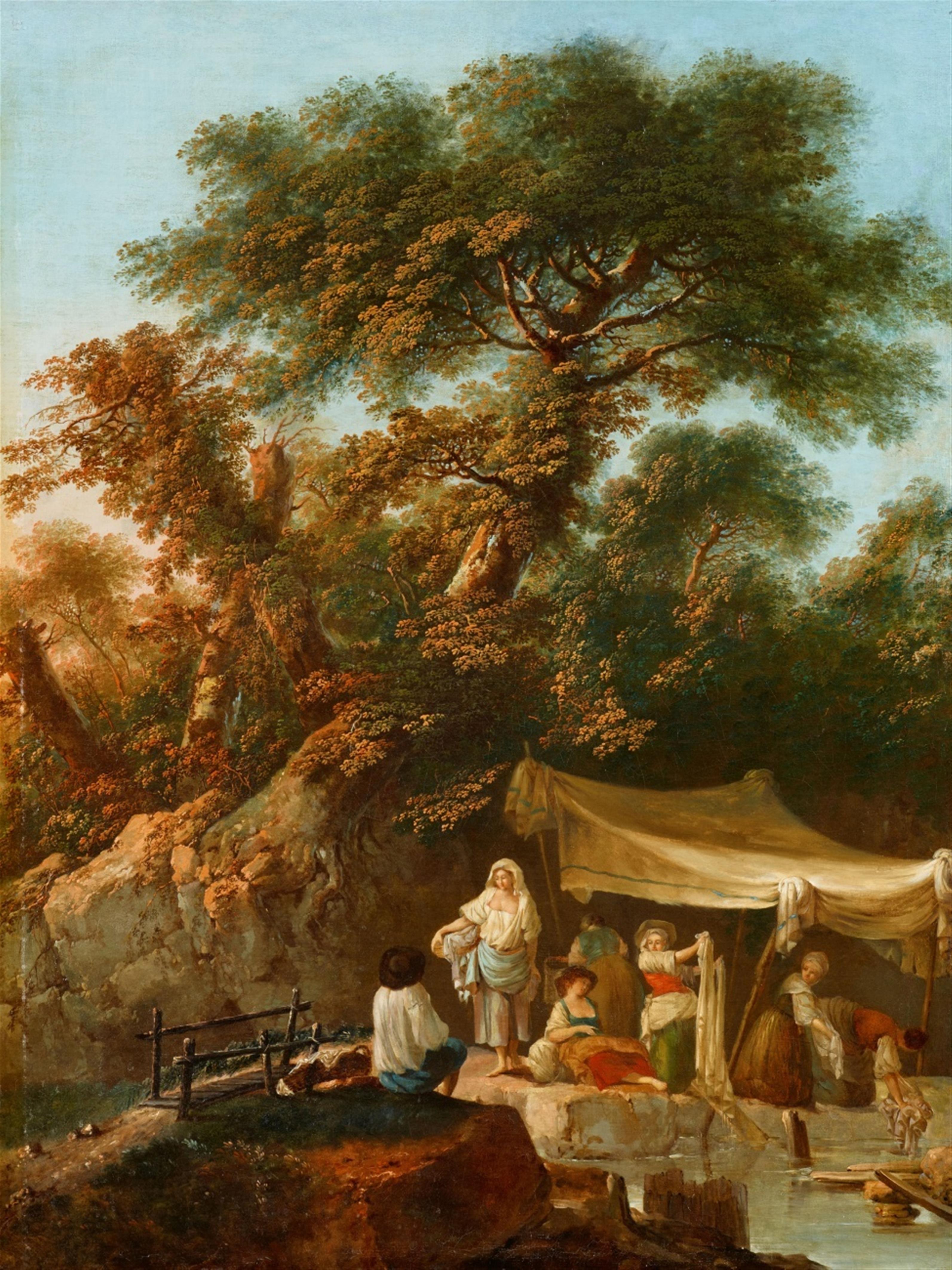 Jean-Baptiste Pillement - Washerwomen by a River in Wooded Landscape - image-1