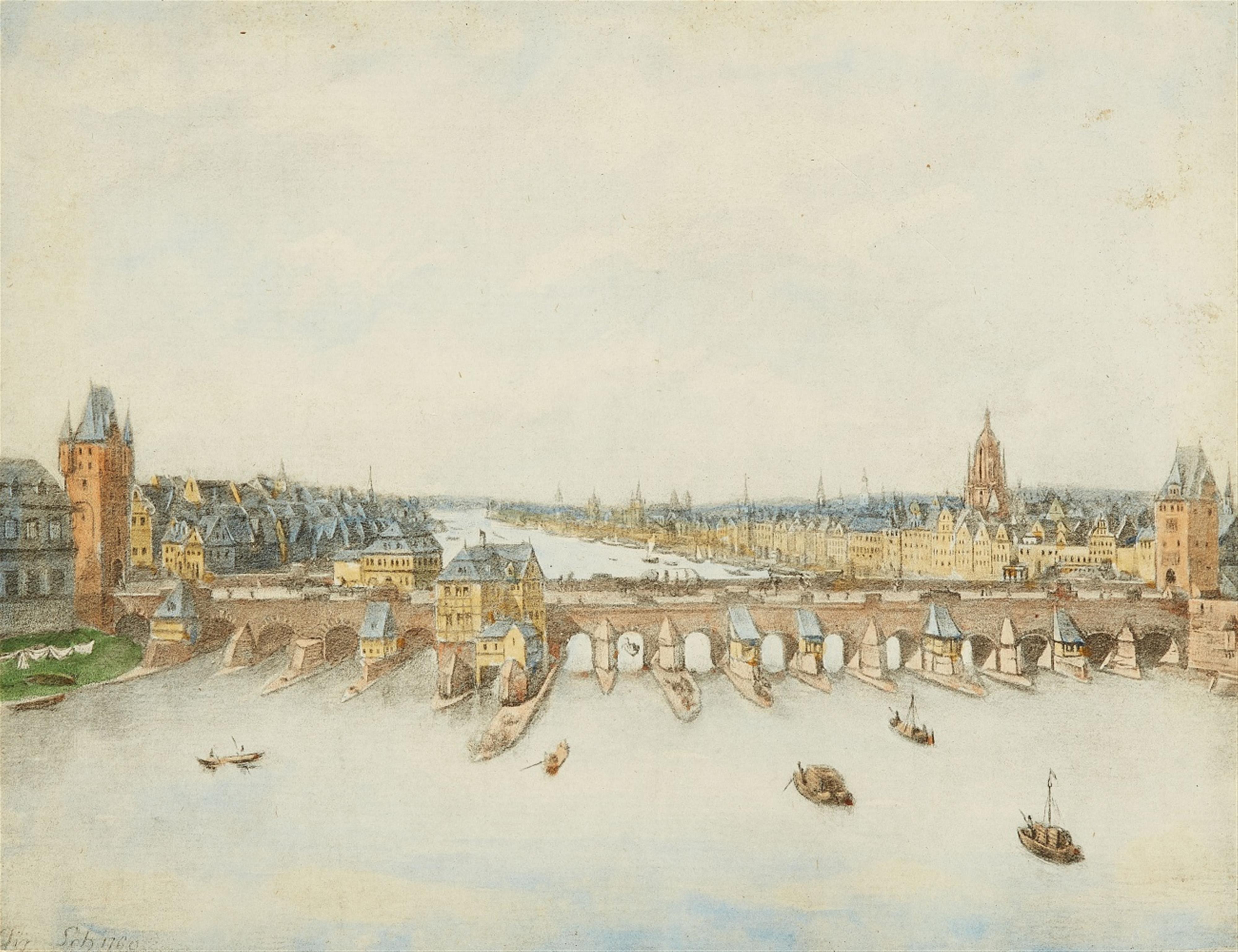Johann Ludwig Ernst Morgenstern - Zwei Ansichten von Frankfurt mit Blick auf Main, Alte Brücke und Paulskirche - image-1