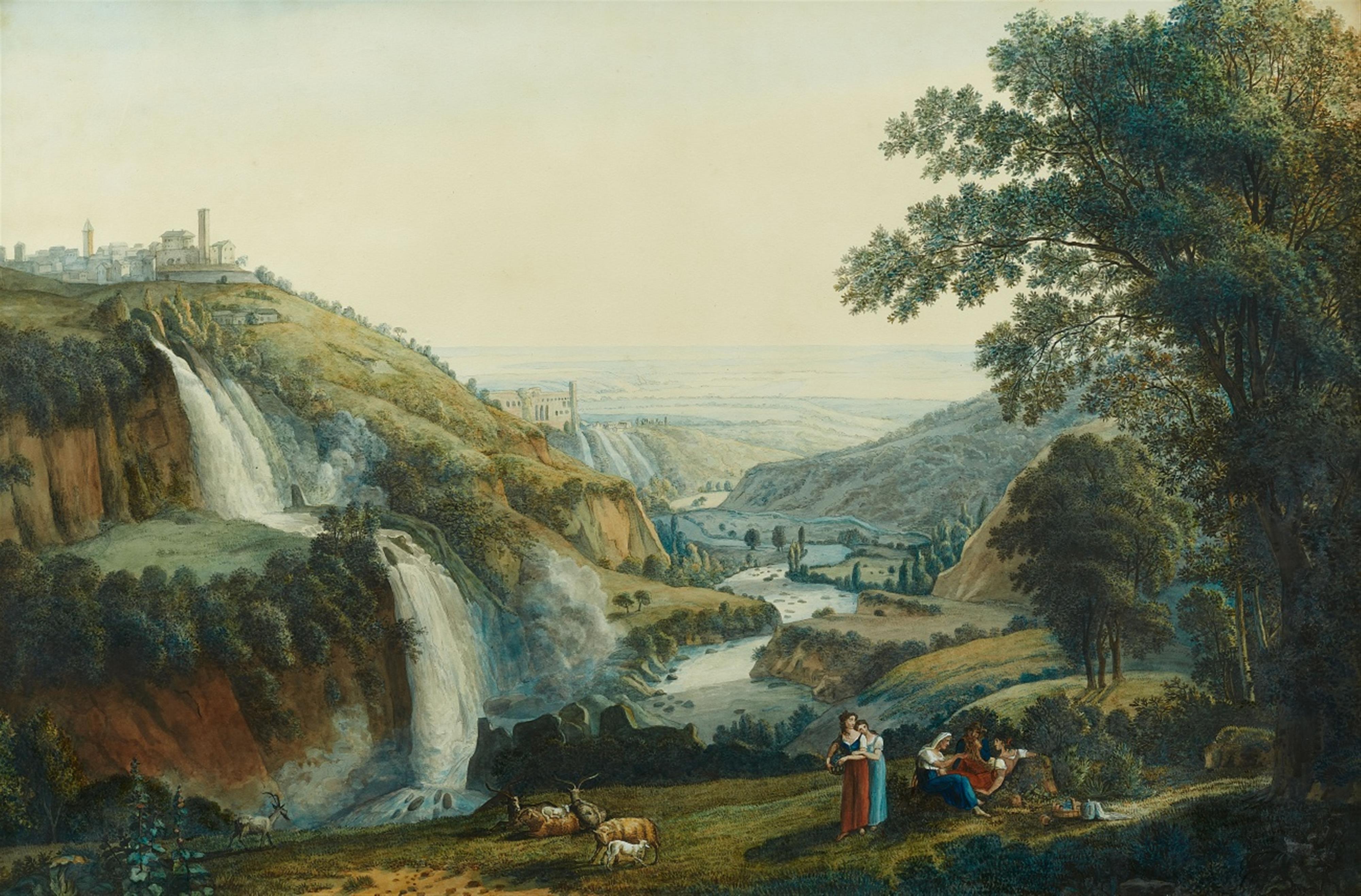 German School circa 1800 - View of Anio Valley with the Waterfalls at Tivoli - image-1