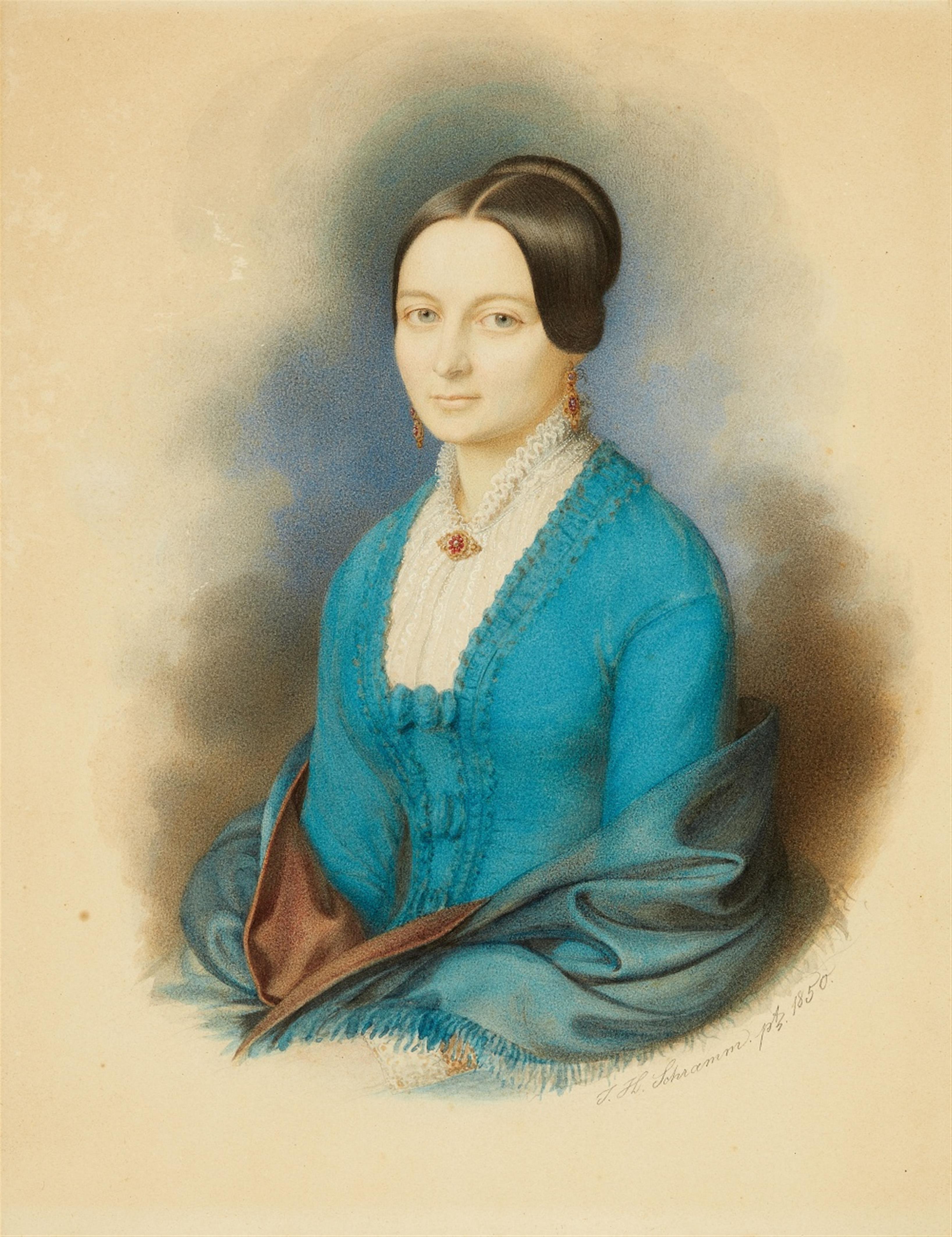 Johann Heinrich Schramm - Portrait of a Lady in Blue Gown - image-1