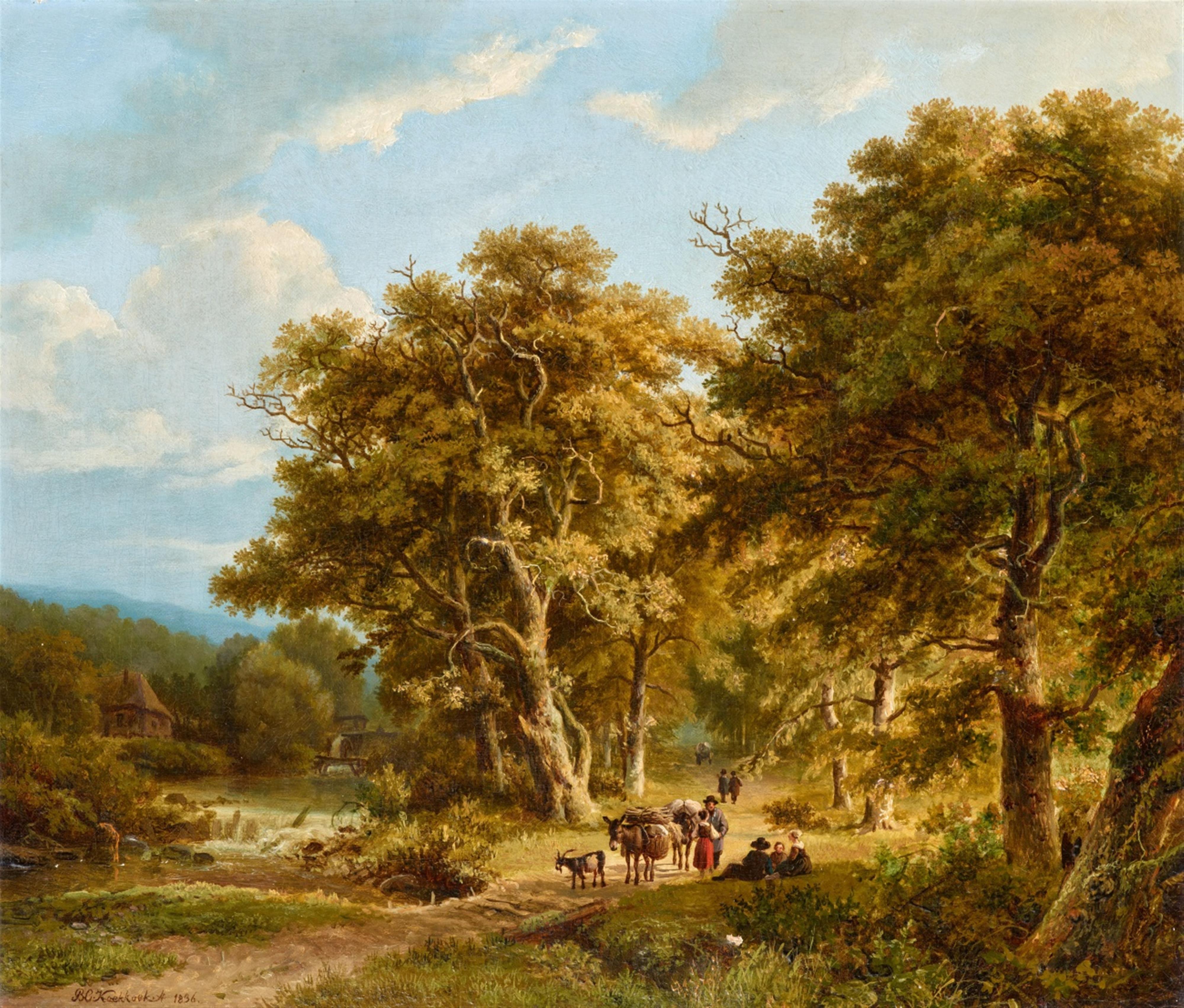 Barend Cornelis Koekkoek - Bewaldete Landschaft mit Bauern - image-1