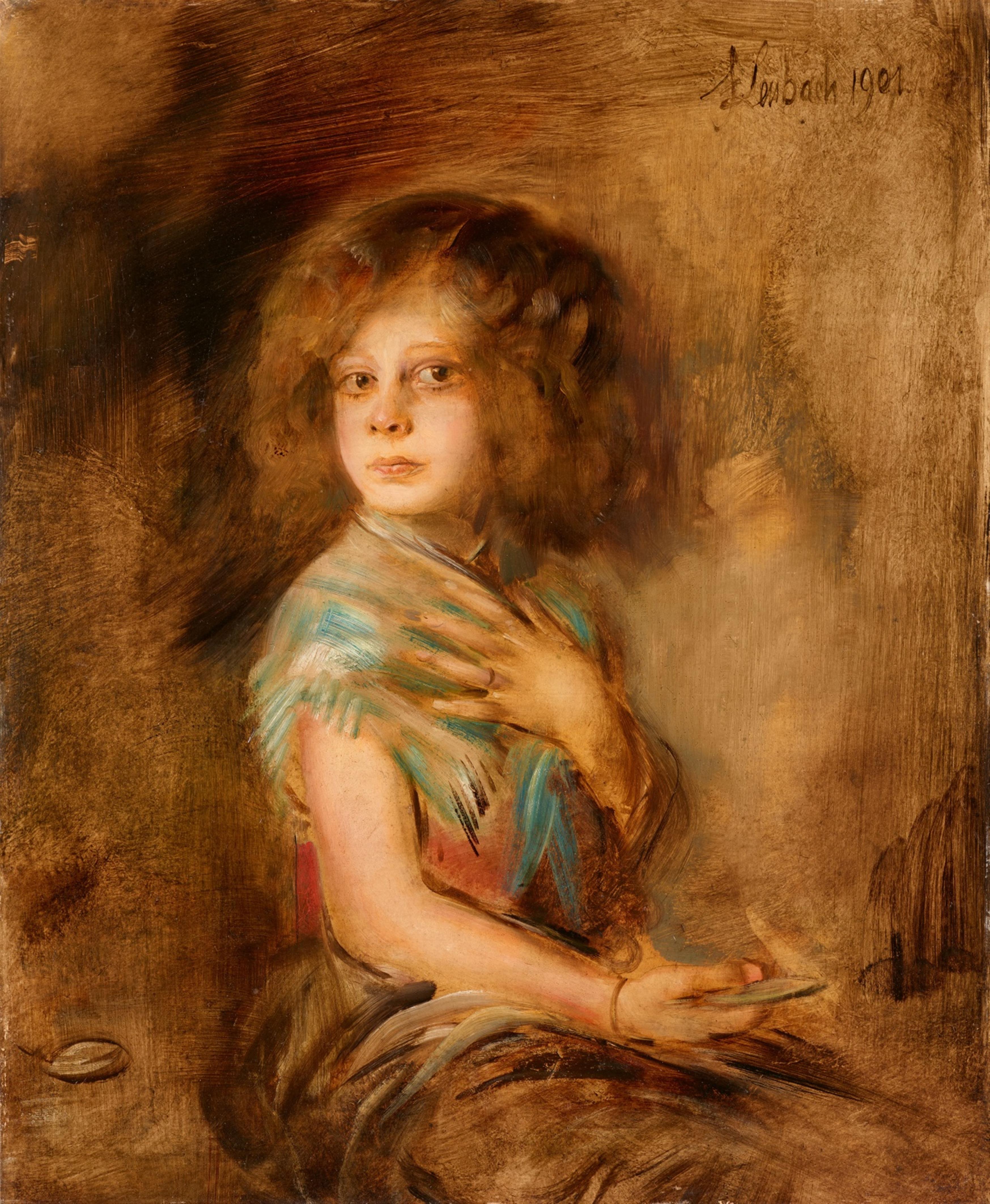 Franz Seraph von Lenbach - Portrait of a Girl (possibly Marion von Lenbach) - image-1