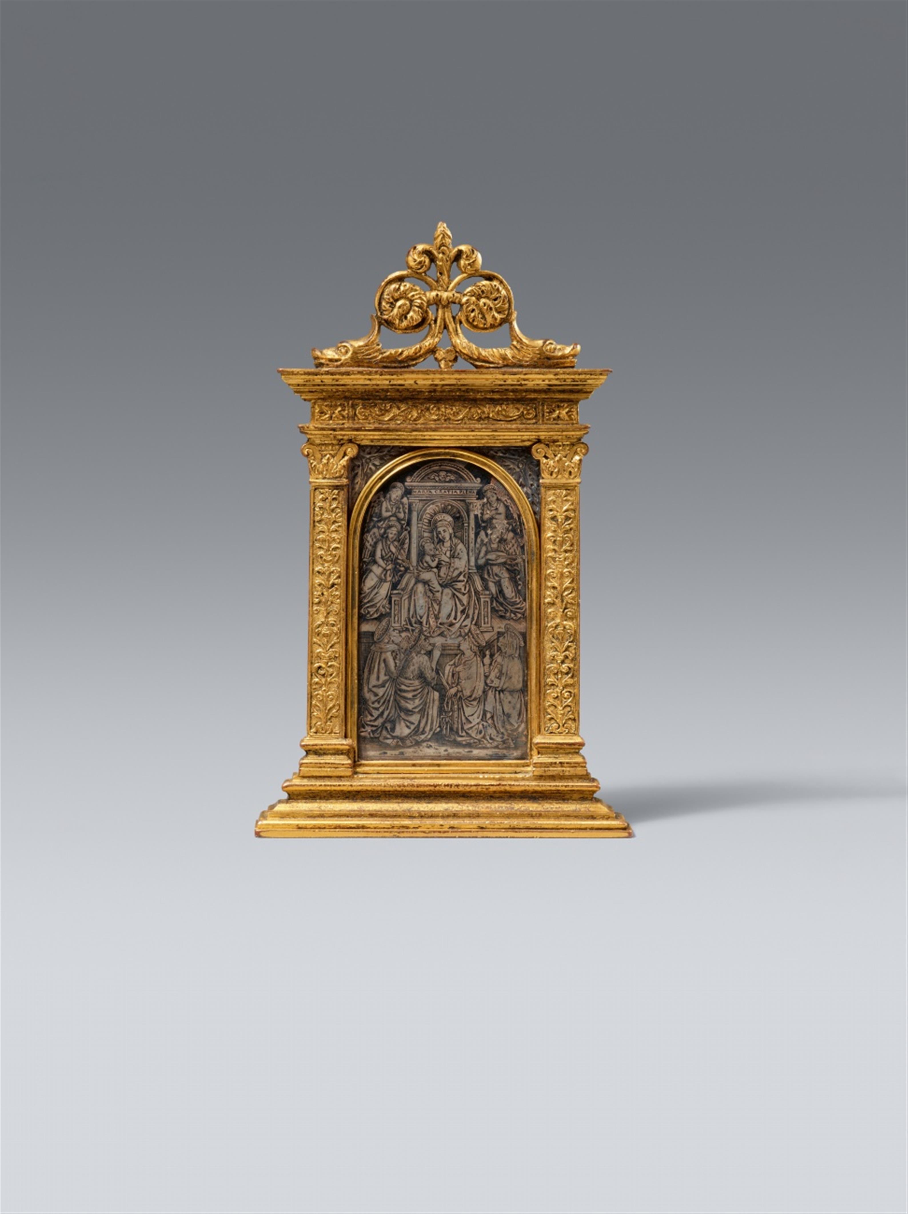 Italien Ende 15. Jahrhundert - Paxtafel mit thronender Muttergottes - image-1