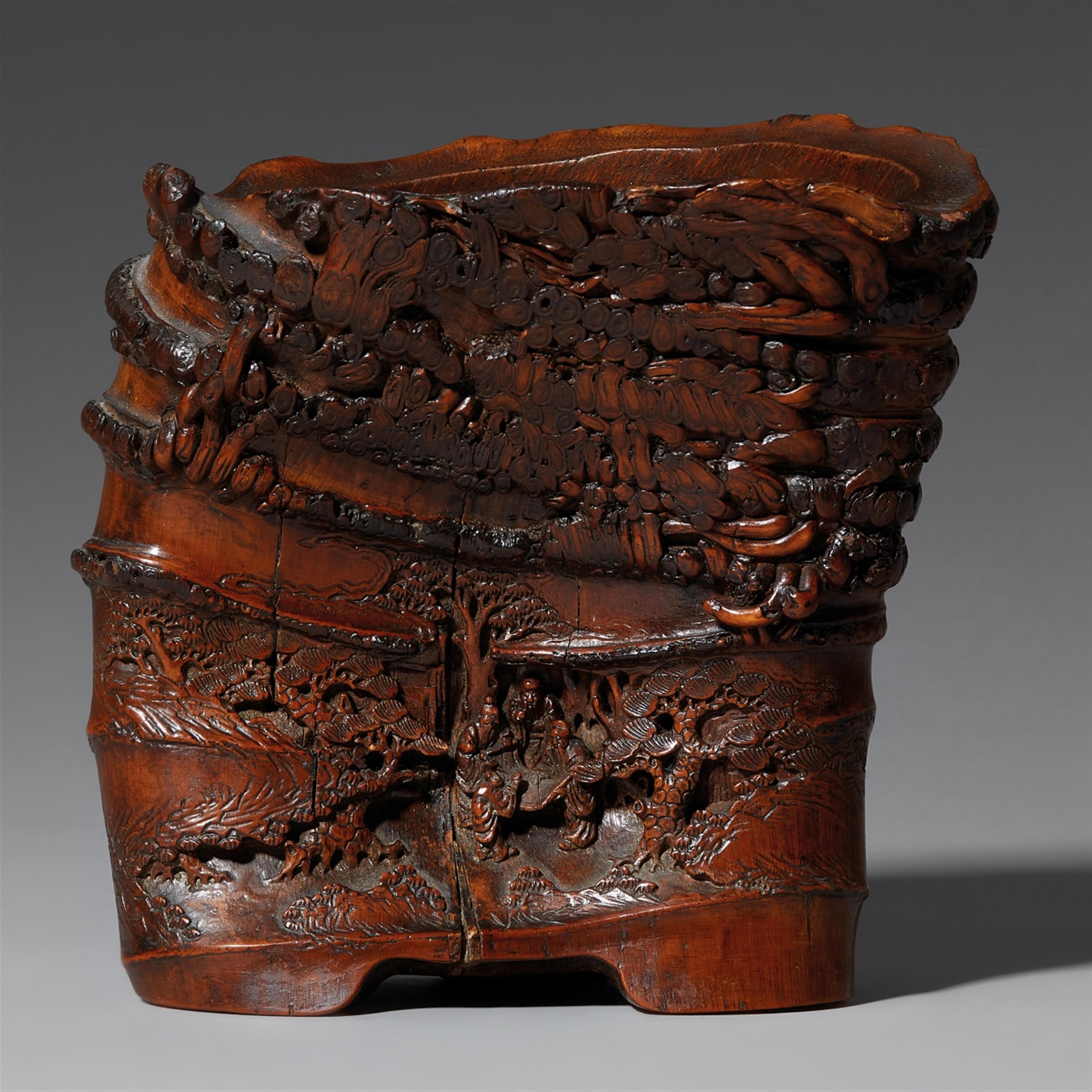 A bamboo root brush pot. 17th/18th century - image-2