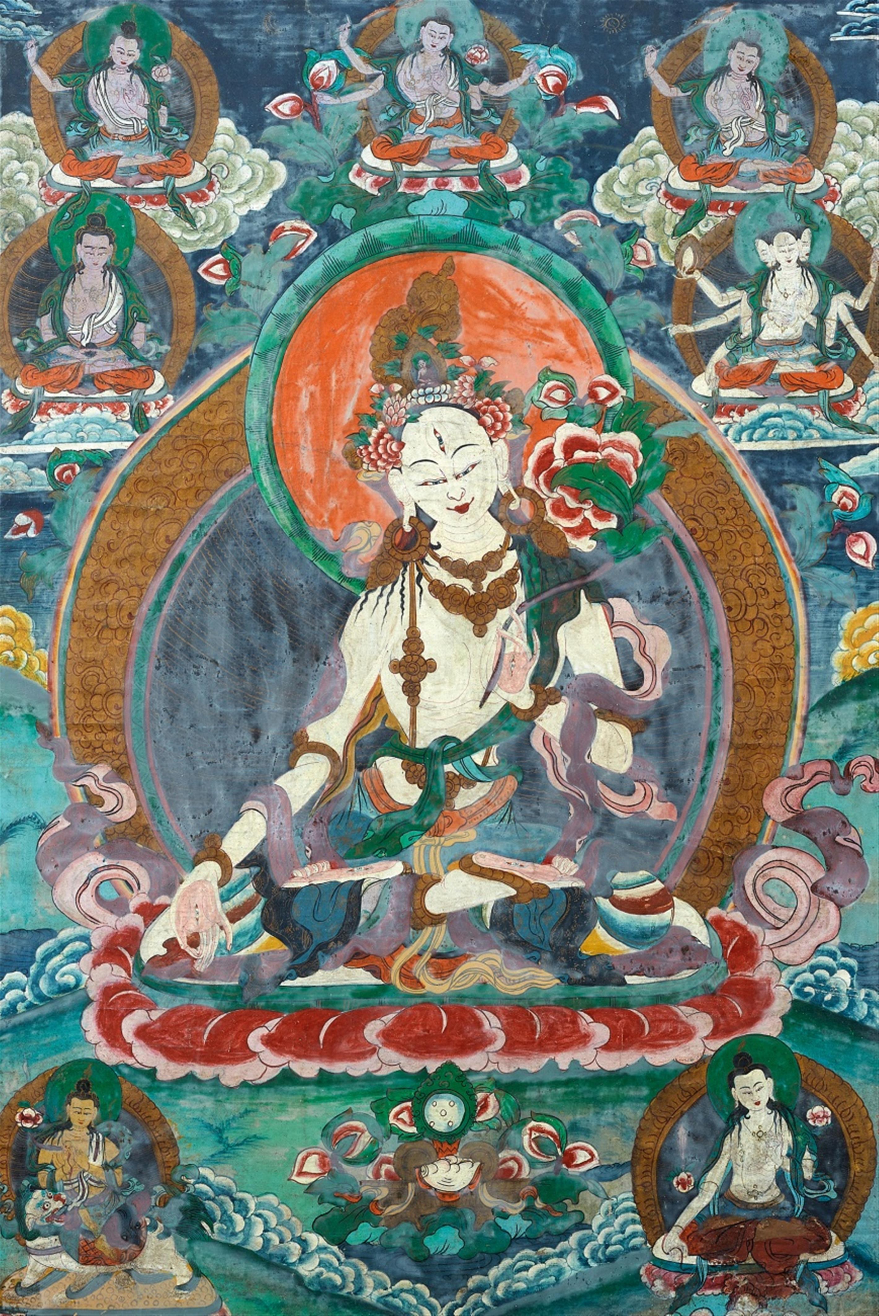 A Tibetan thangka of a White Tara. Around 1900 - image-1