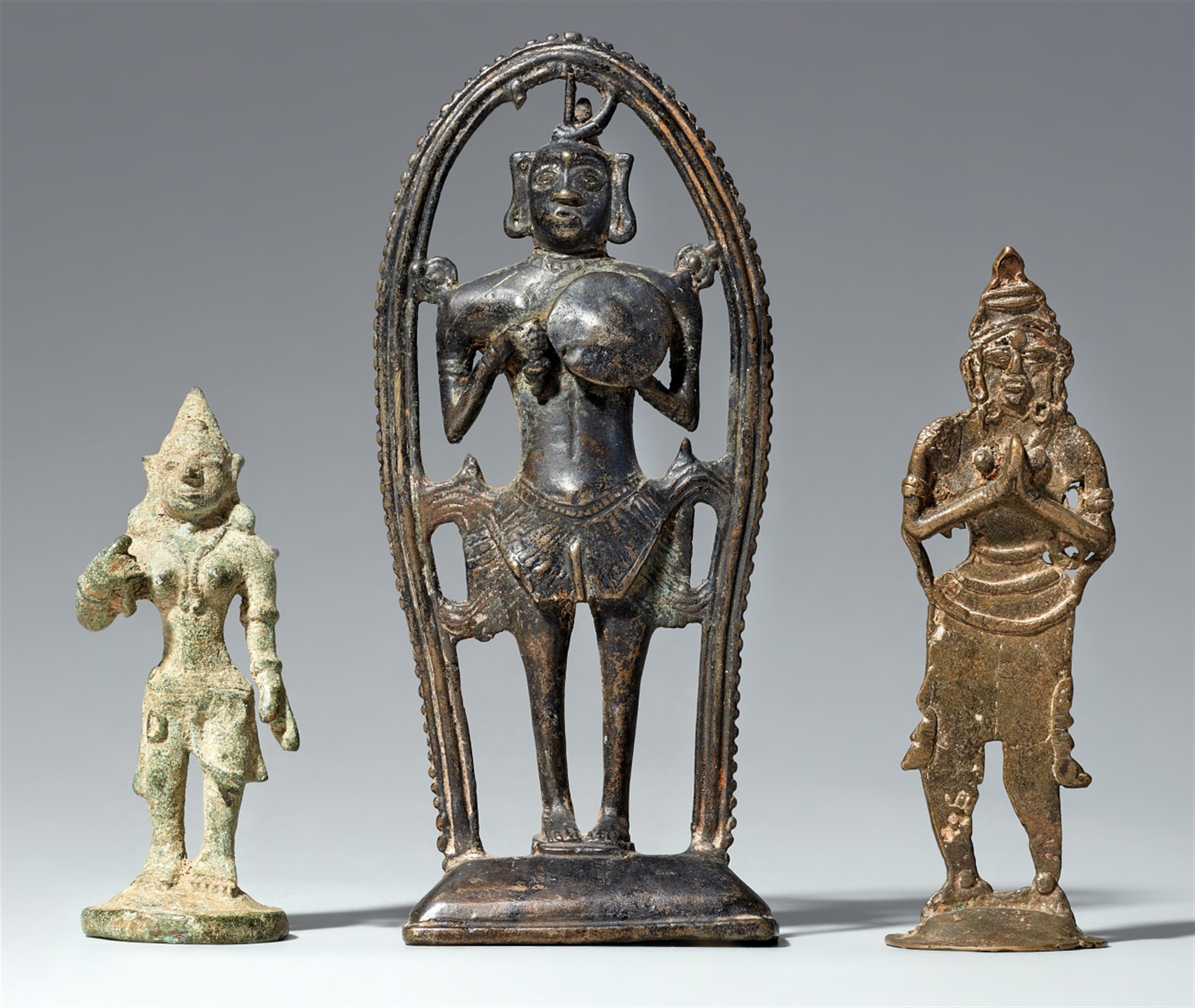 Three South Indian copper alloy figures. Tamil Nadu/Kerala. 19th/20th century - image-1