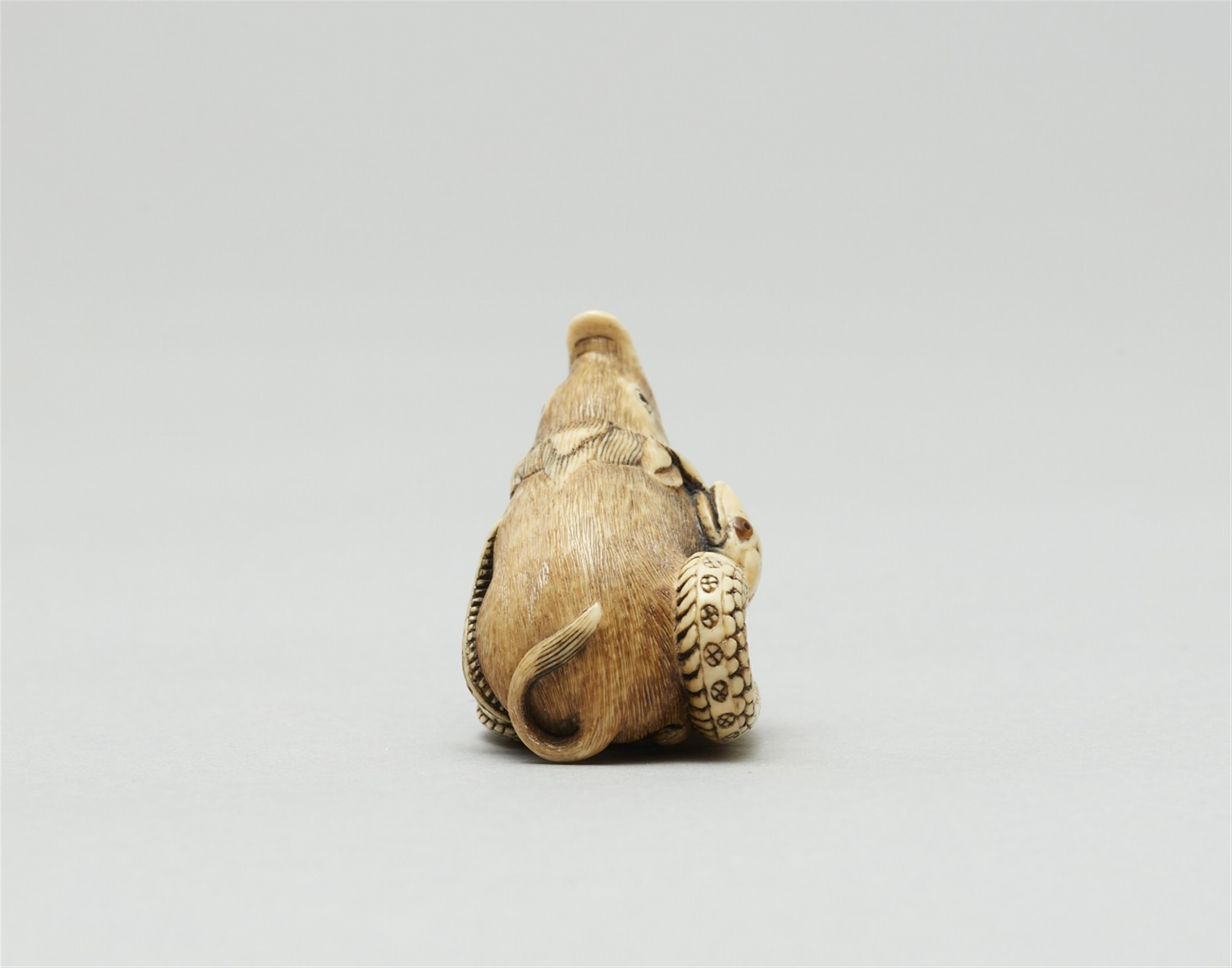 An ivory netsuke of a boar with a snake. Late 19th century - image-4