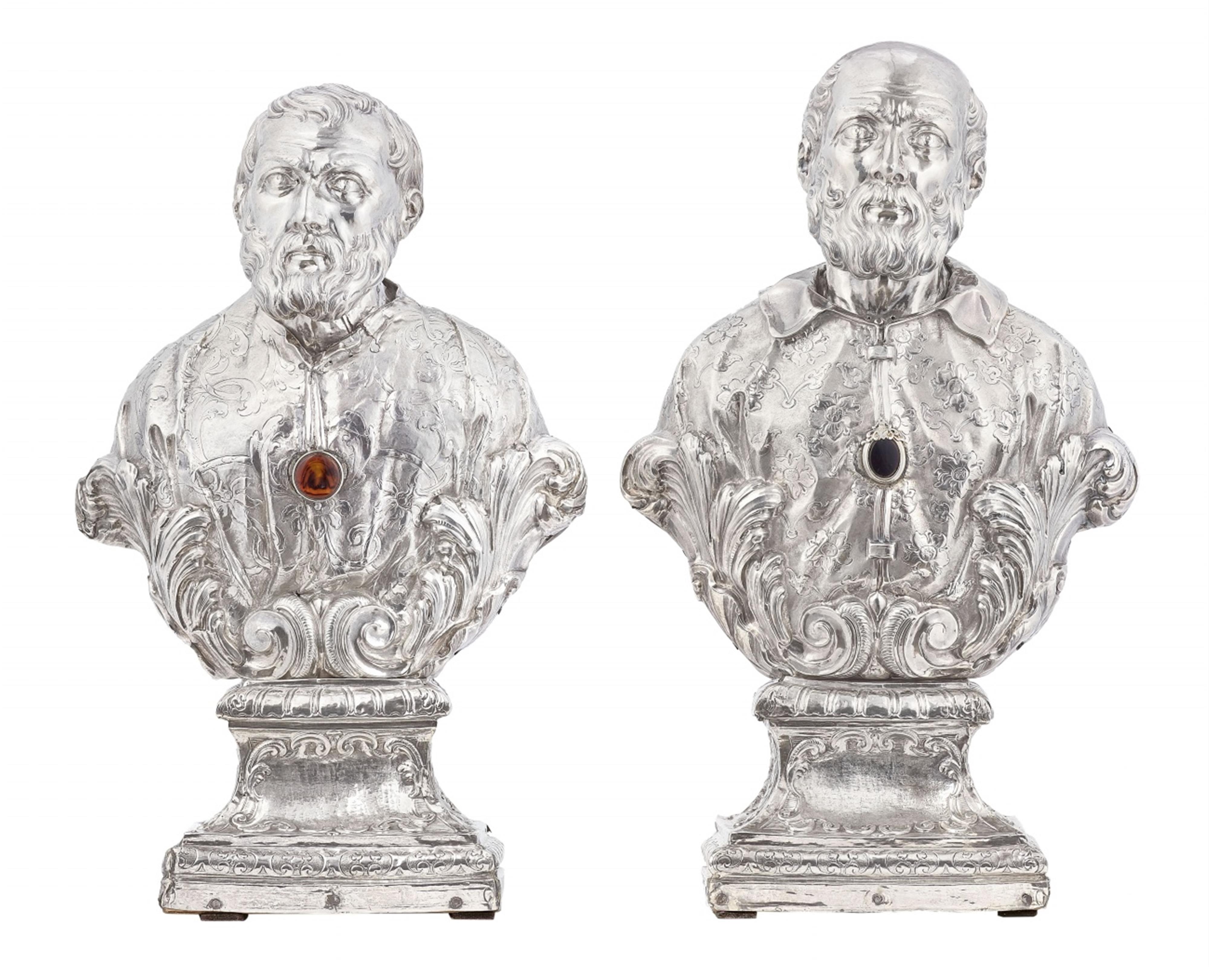 Probably Naples circa 1710 - Two silver reliquary busts - image-1