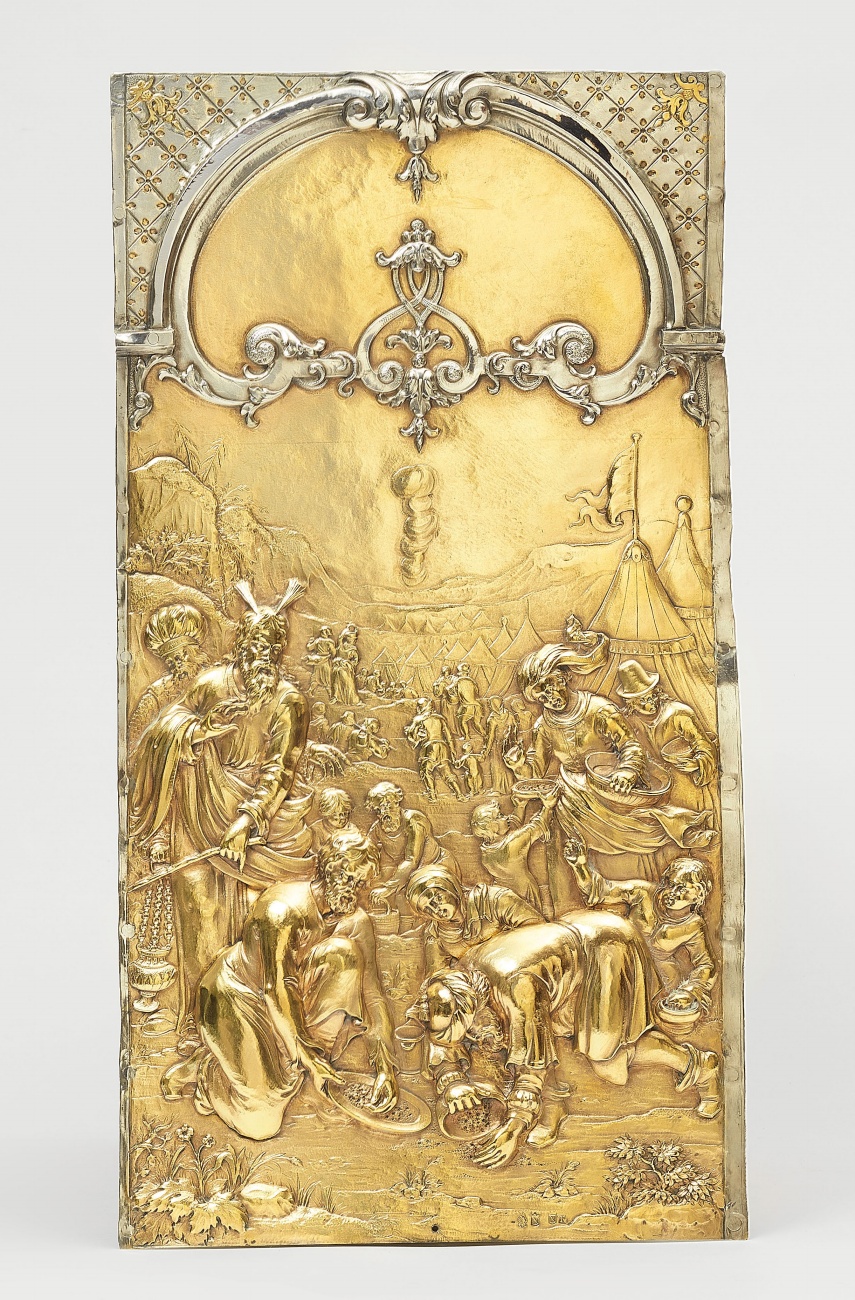 An important Utrecht parcel gilt silver plaque with the gathering of the manna - image-1