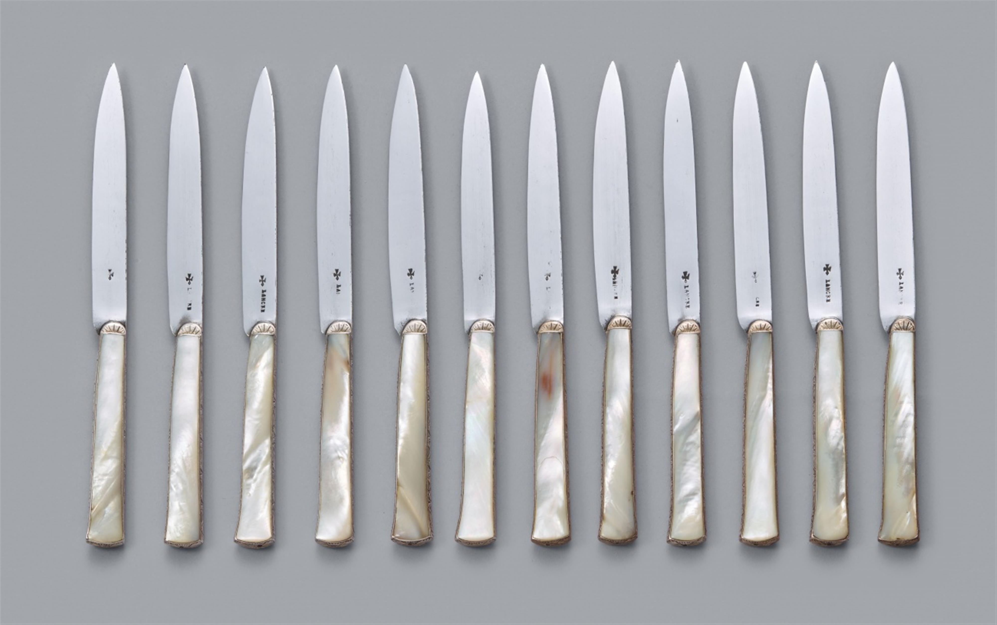 A rare set of twelve Régence silver knives - image-1