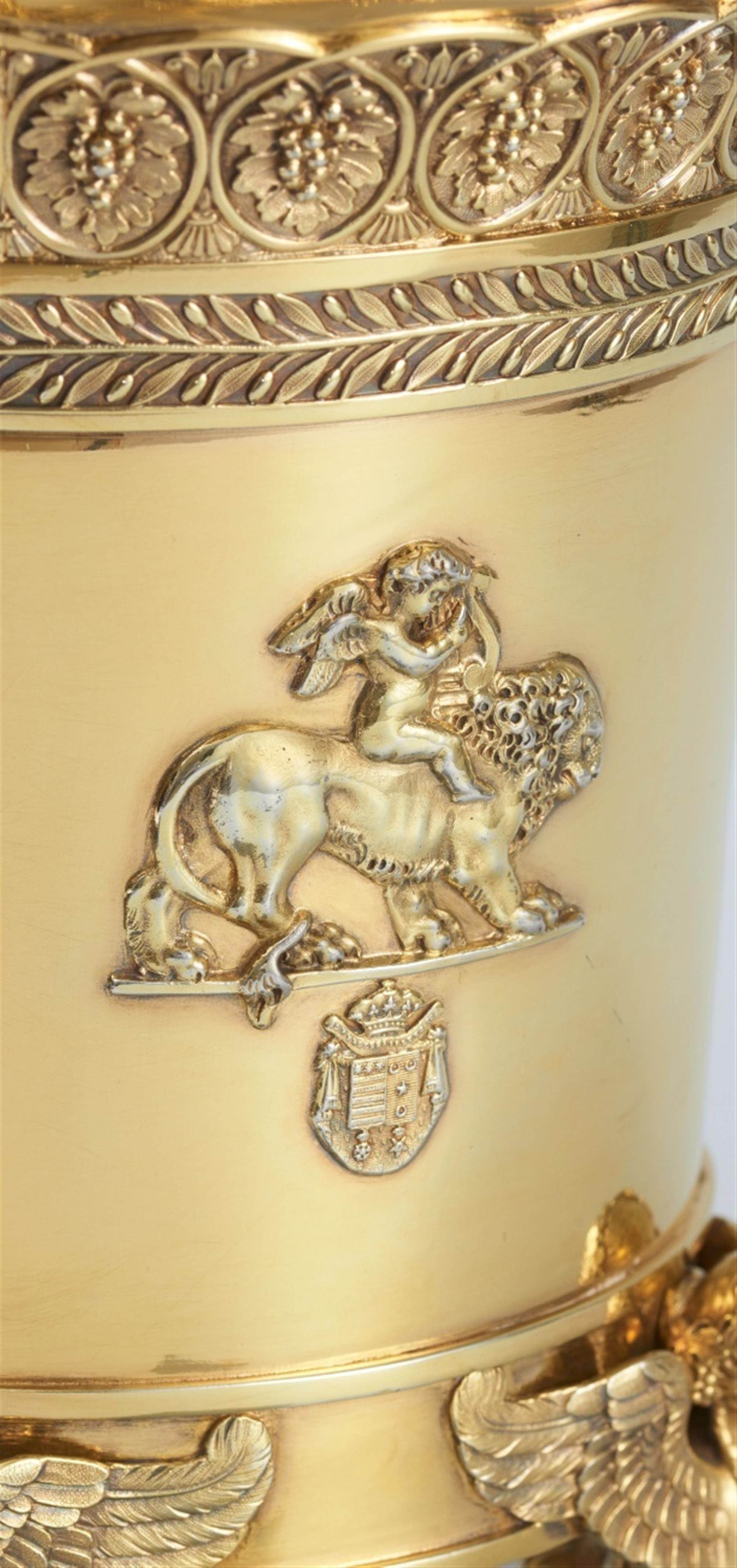 A pair of silver gilt wine coolers made for the Marquis and Marquise d'Aligre - image-5