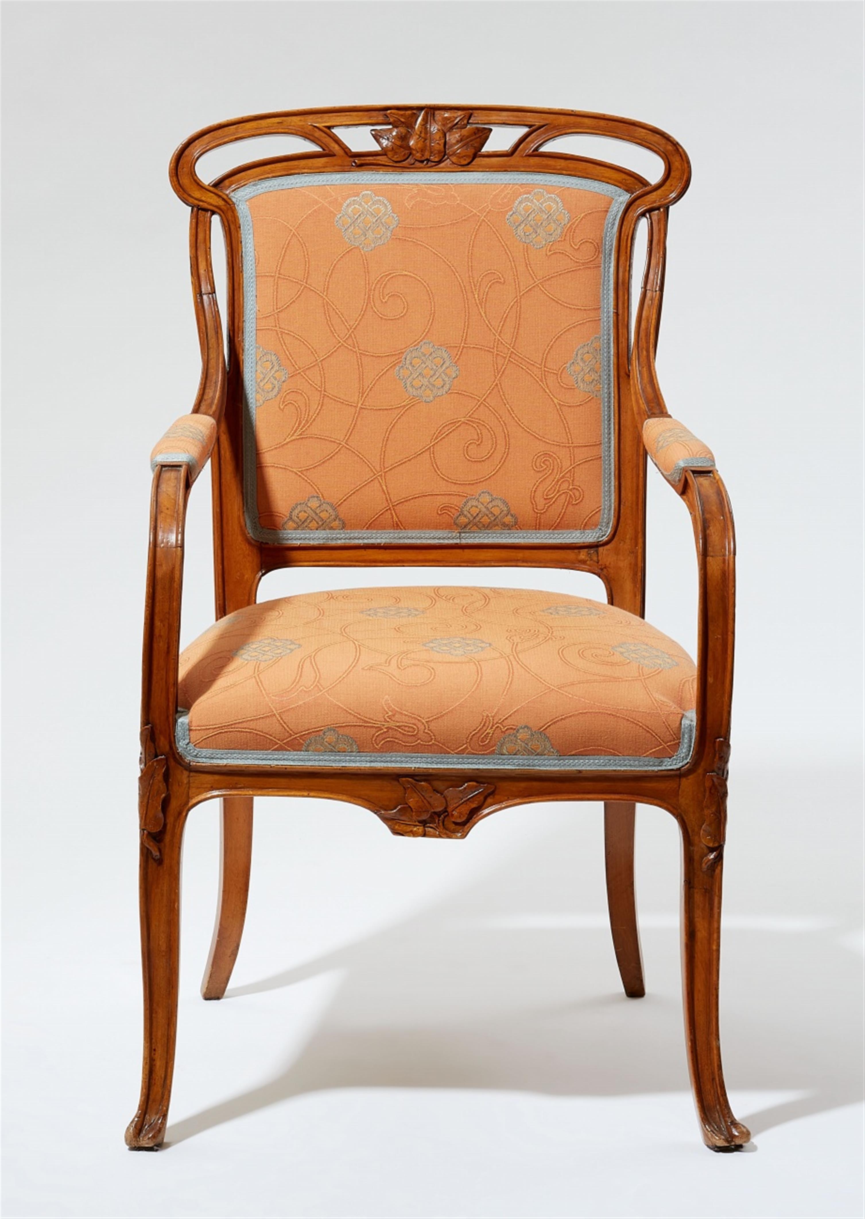Two Art Nouveau style fauteils and four chairs - image-2