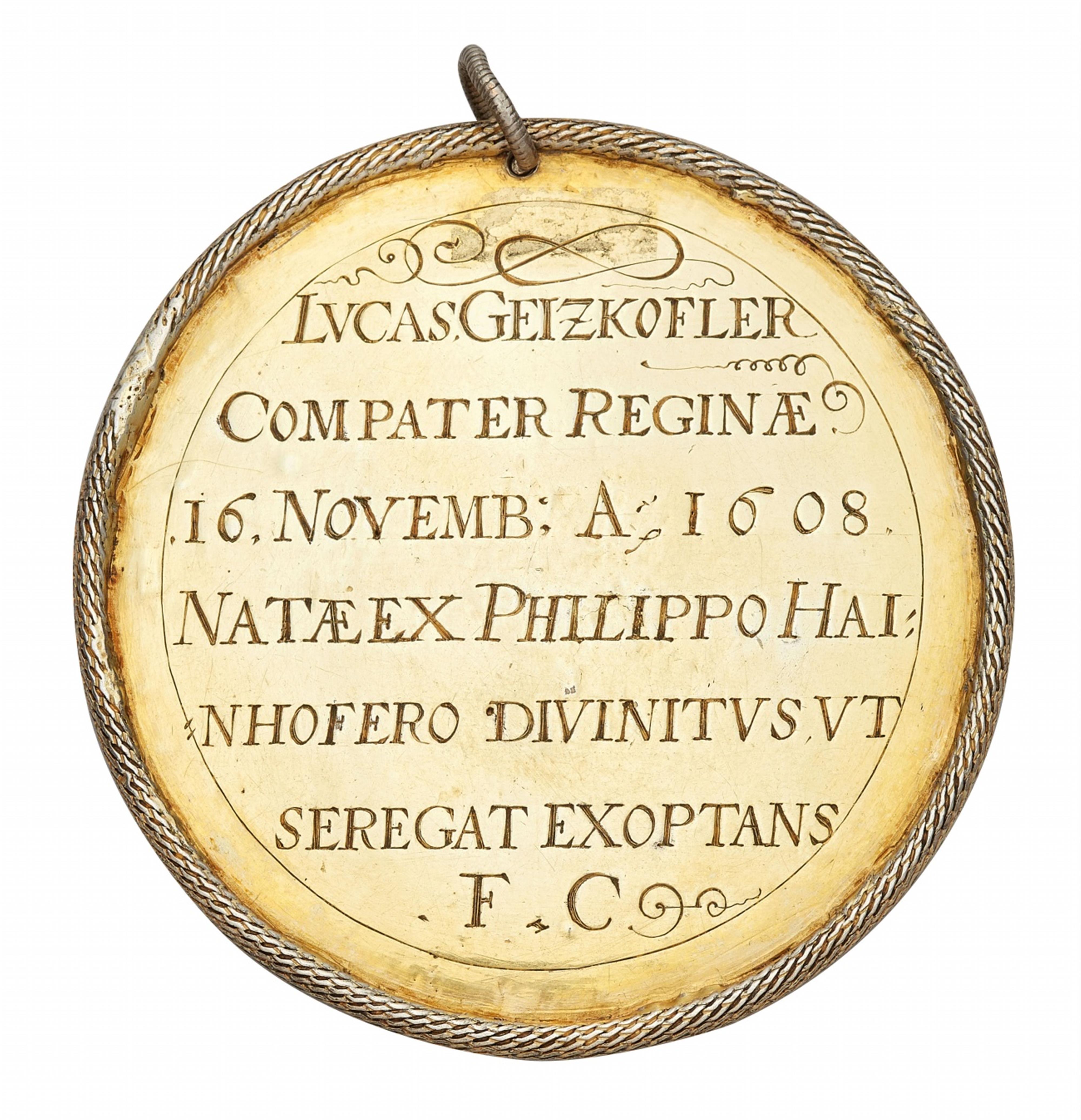 An important silver gilt medallion with the adoration of the shepherds
Gift for the birth of Regina Hainhofer - image-2