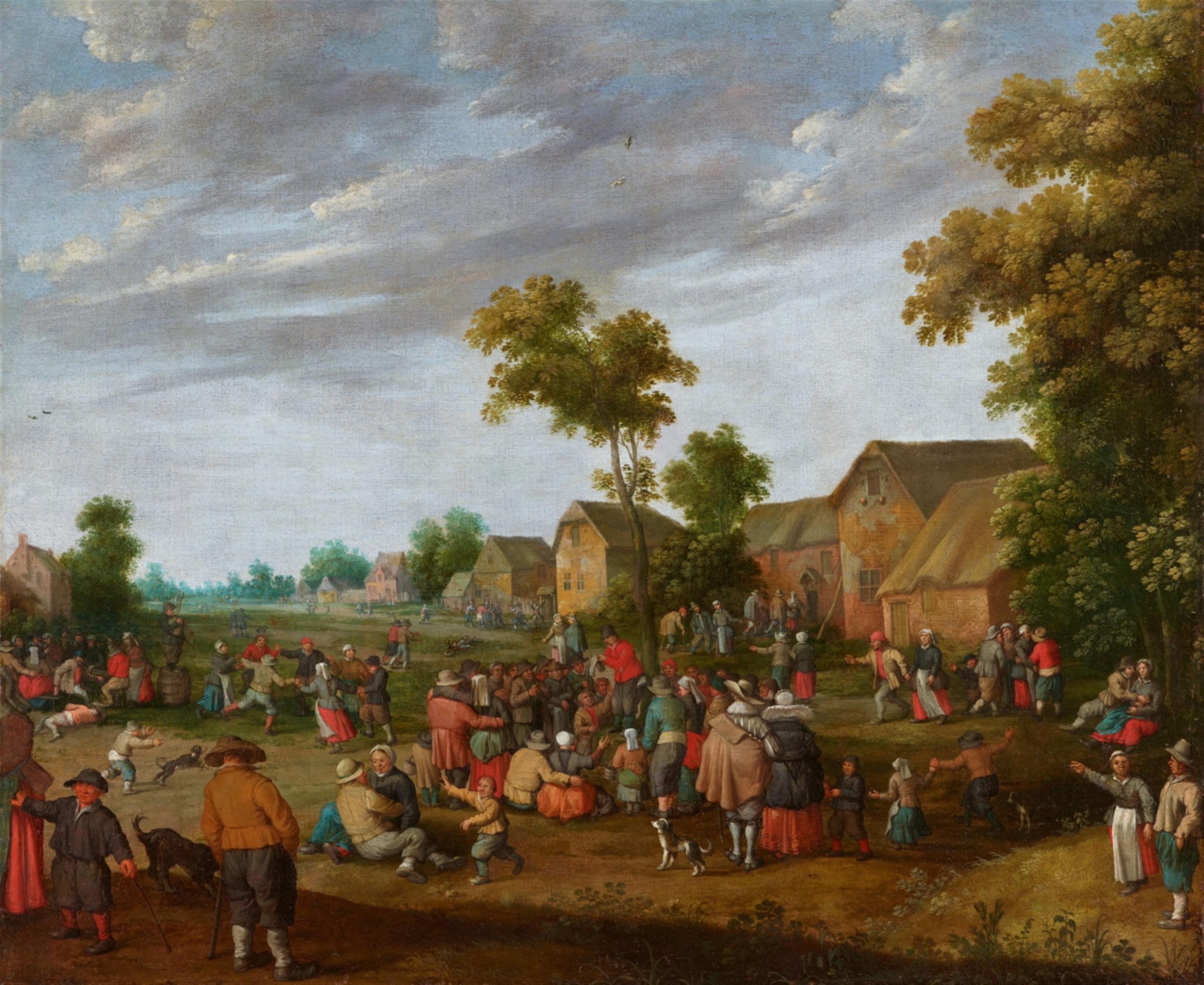 Joost Cornelisz. Droochsloot - Dorflandschaft mit feierndem Landvolk - image-1