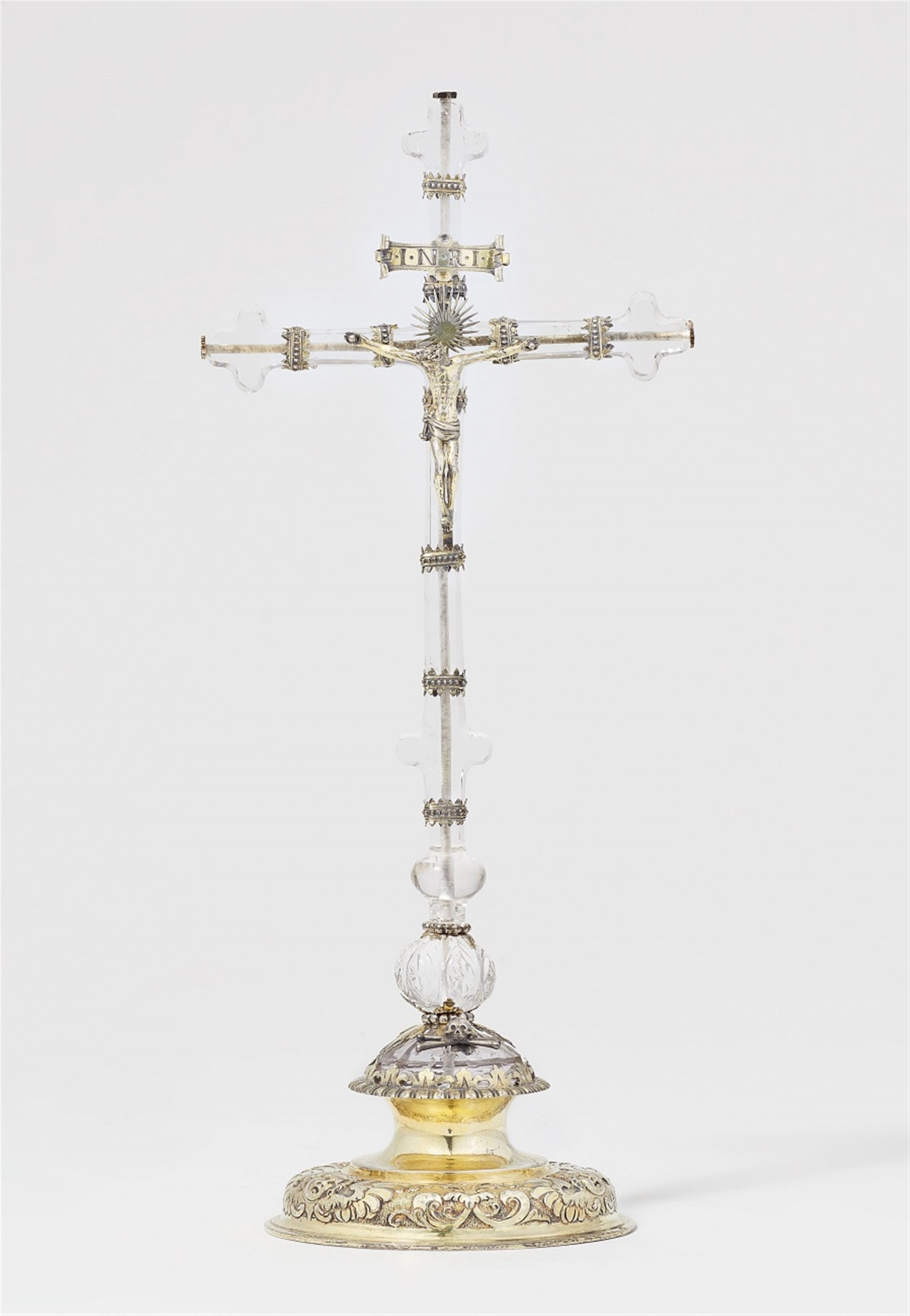 Probably Austria mid-17th century - A small silver-mounted rock crystal altar cross, mid-17th century - image-1