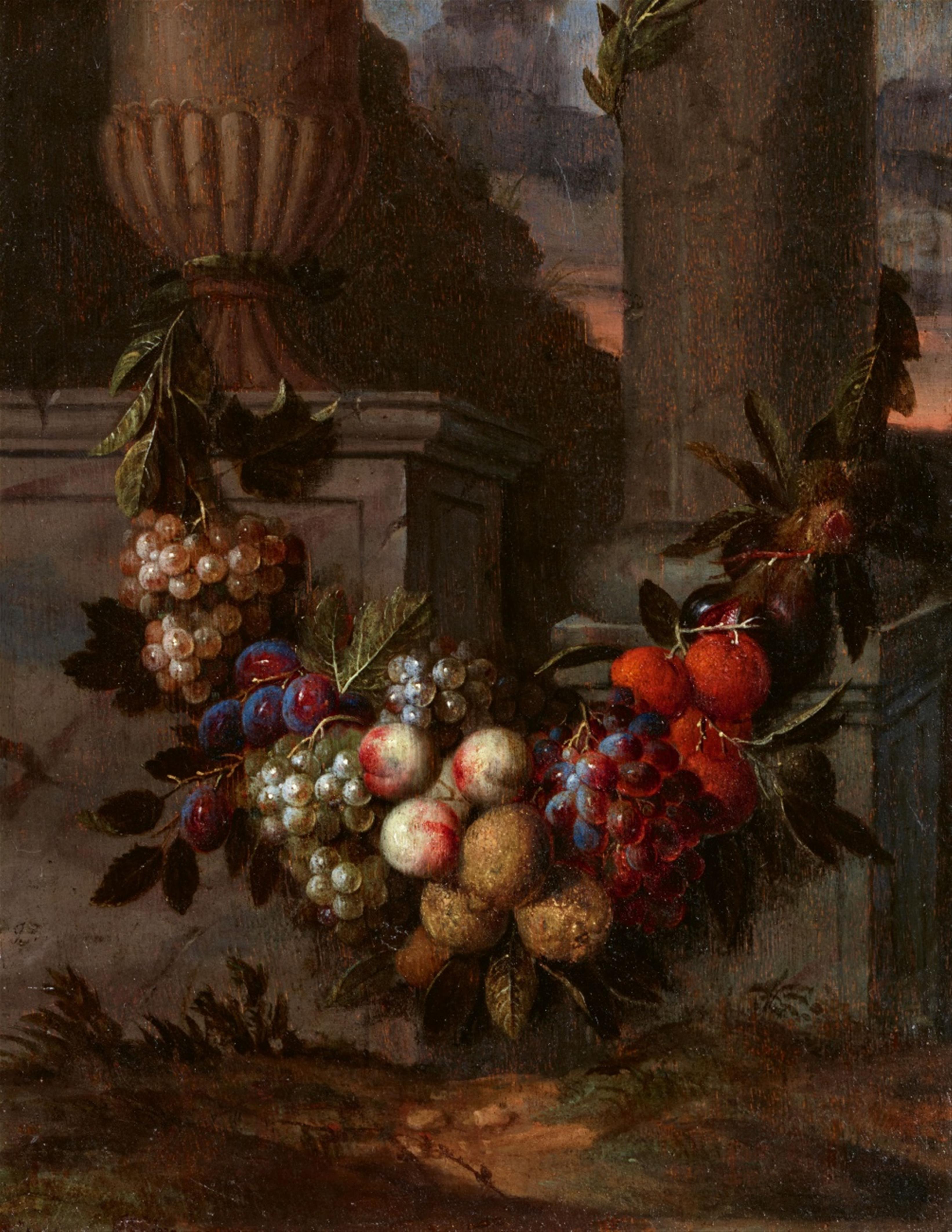 Flämischer Meister des 17. Jahrhunderts - Girlanden mit Blumen und Früchten, Gemälde - image-1