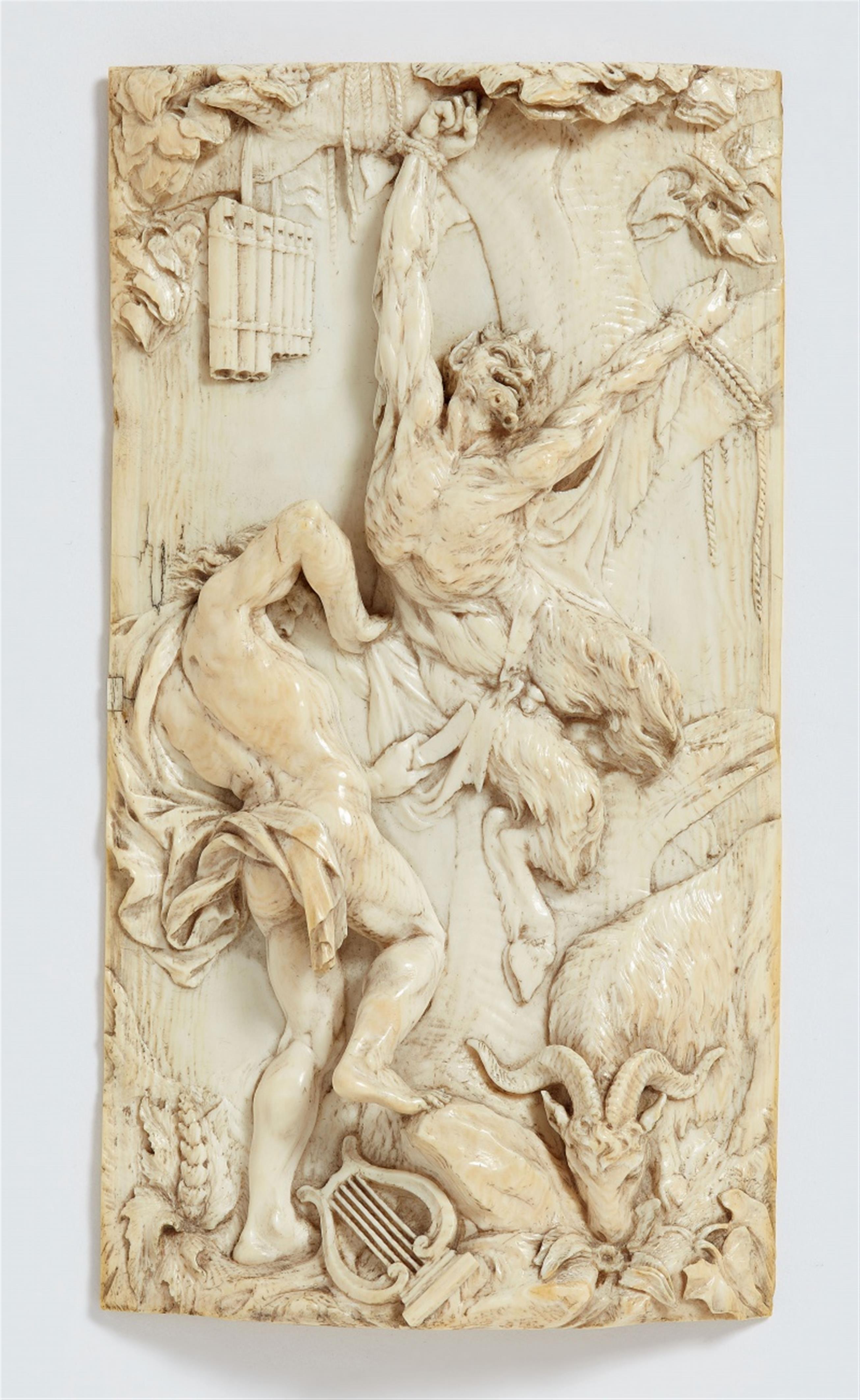 Francis van Bossuit, attributed to - A carved ivory relief with the flaying of Marsyas, attributed to François van Bossuit - image-1