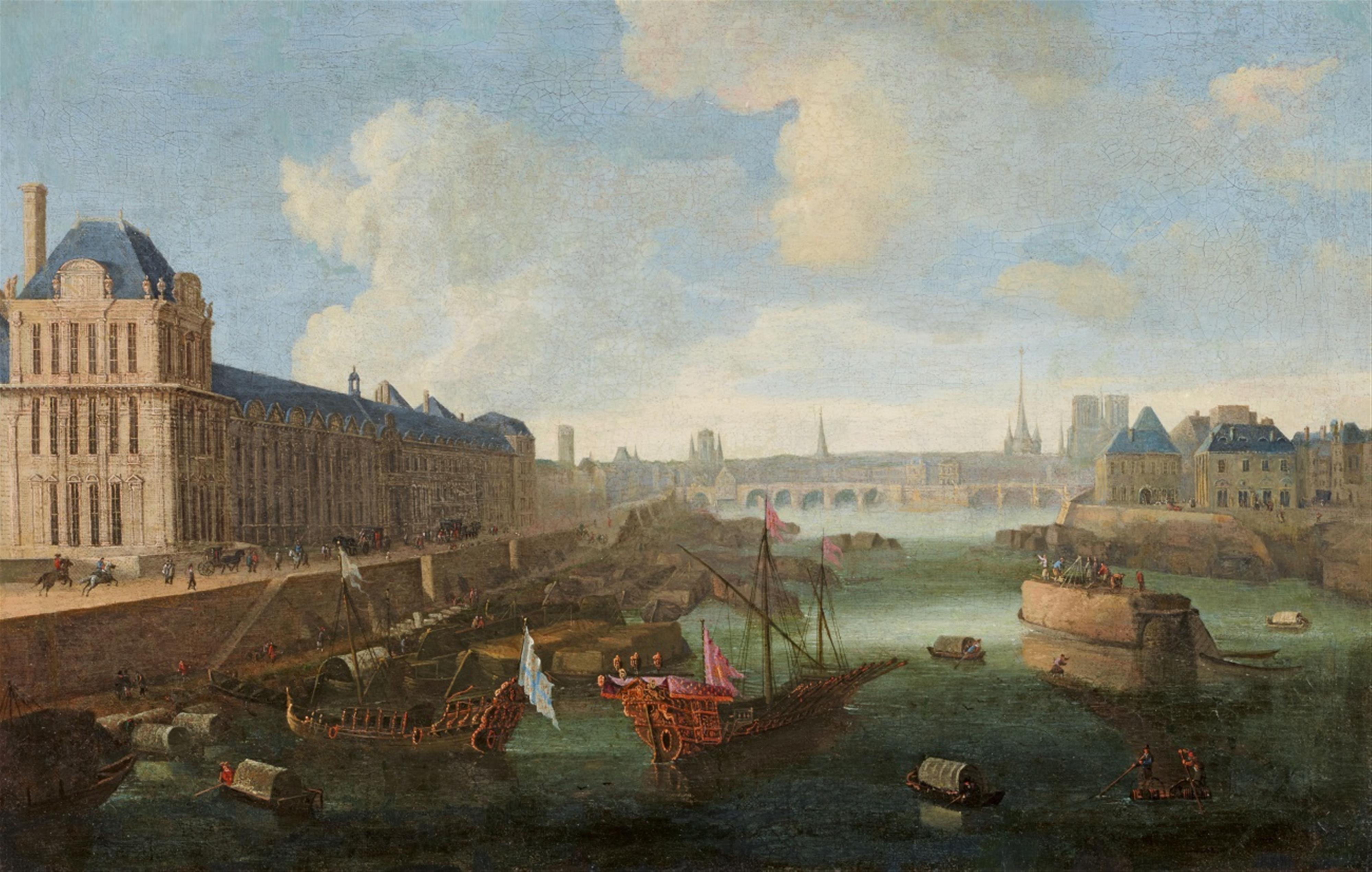 French or Netherlandish School, 17th Century - Construction of the “Pont Royal” Bridge in Paris - image-1