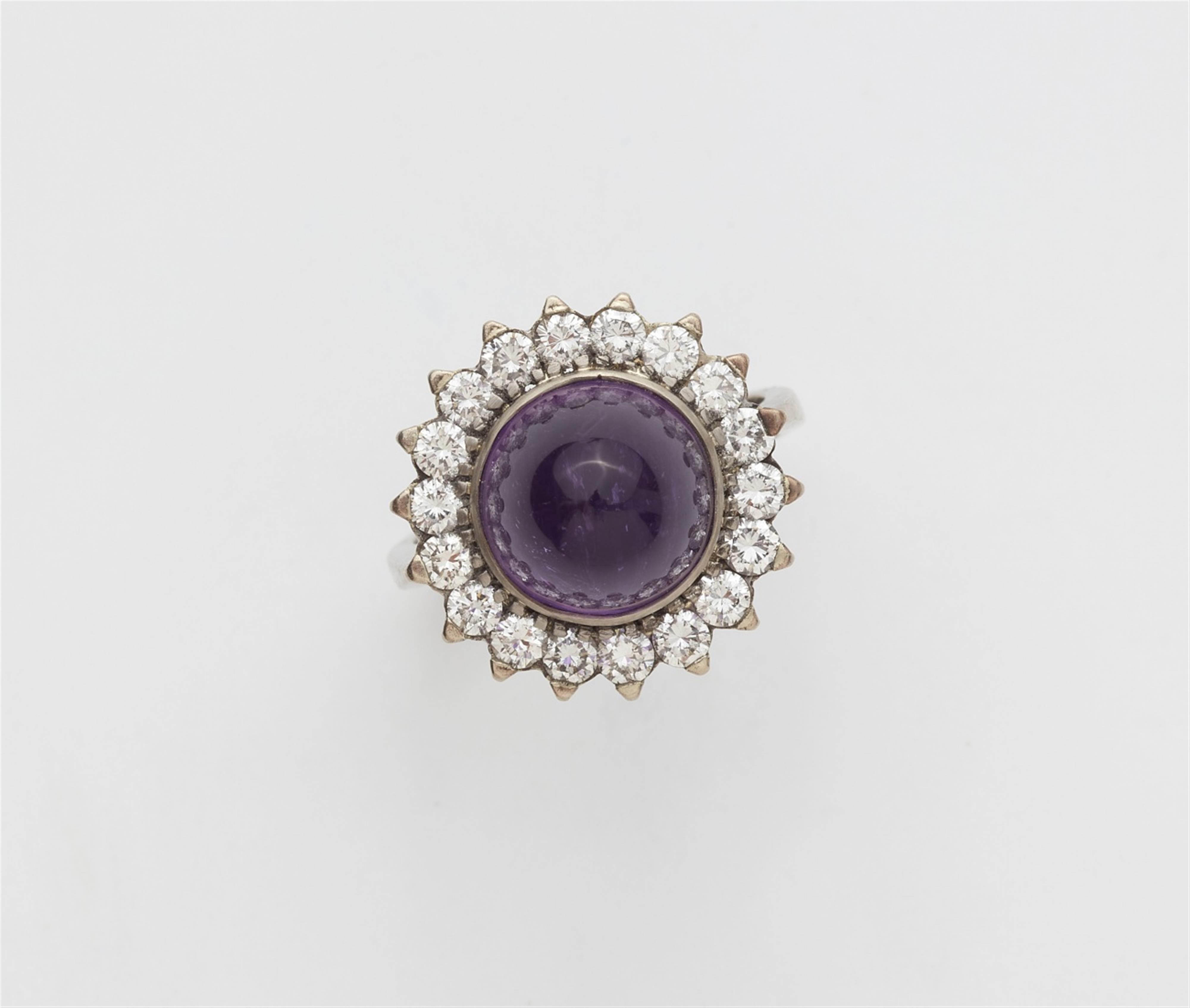 A 14k white gold amethyst cluster ring - image-1