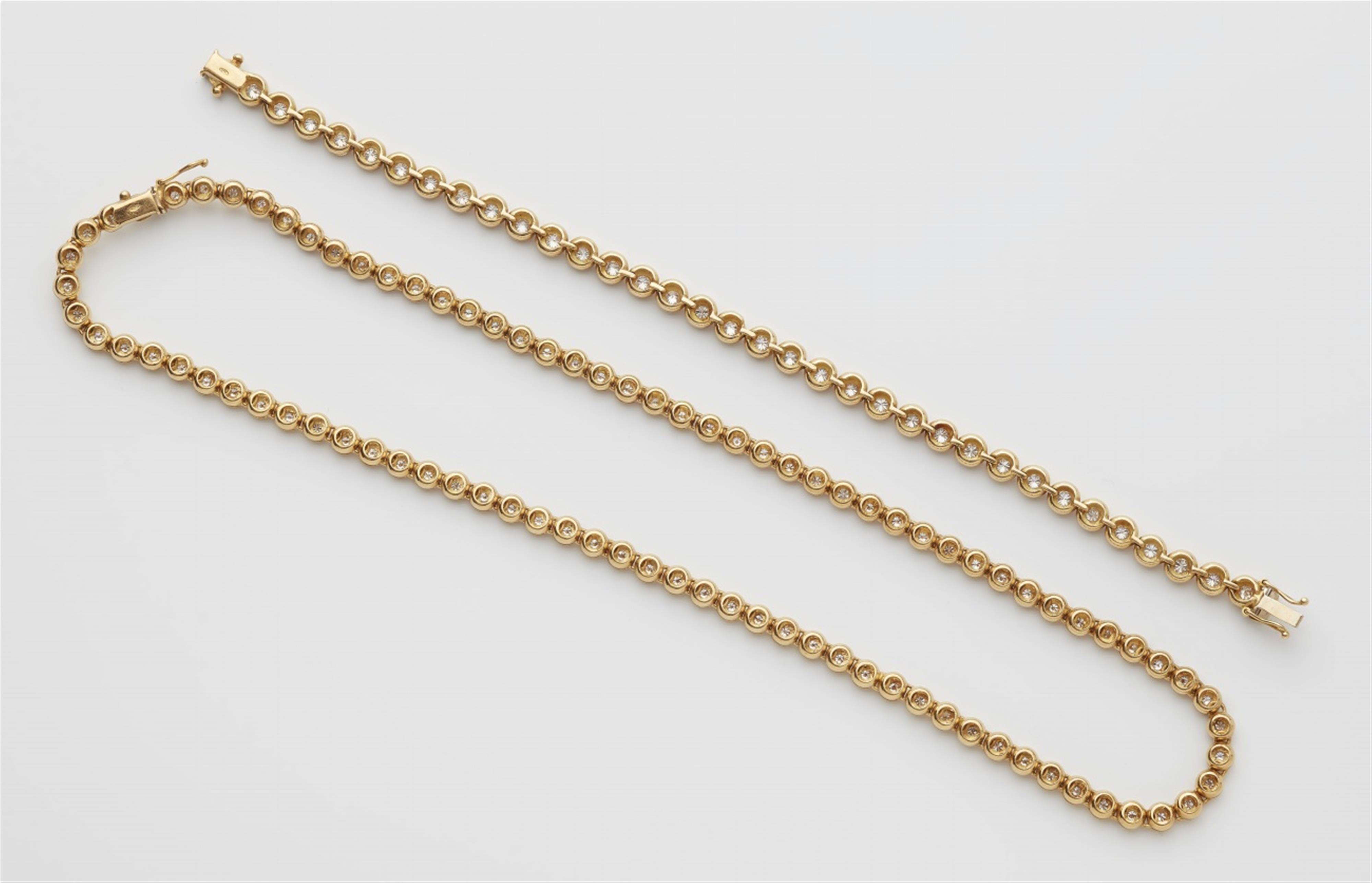 An 18k gold diamond rivière necklace and bracelet - image-2