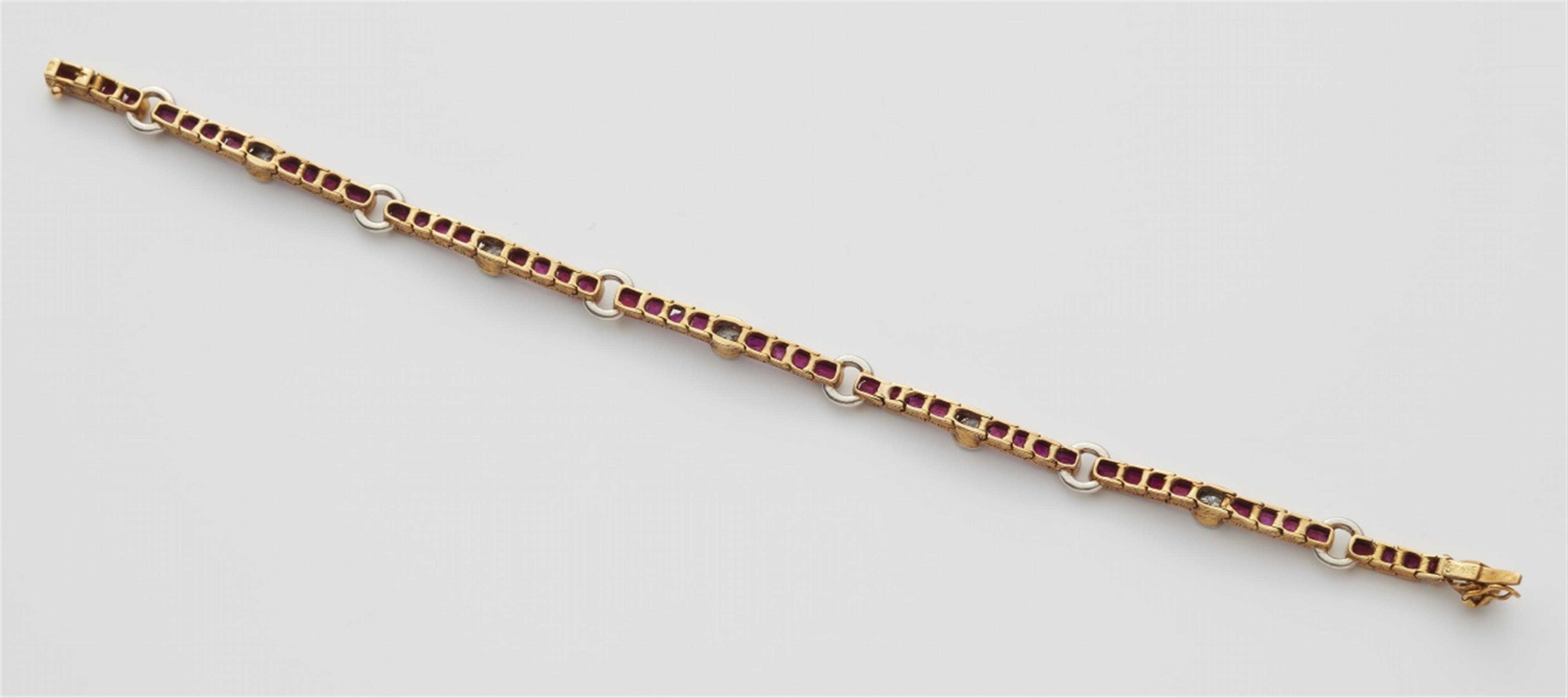 An 18k gold ruby and diamond rivière bracelet - image-2